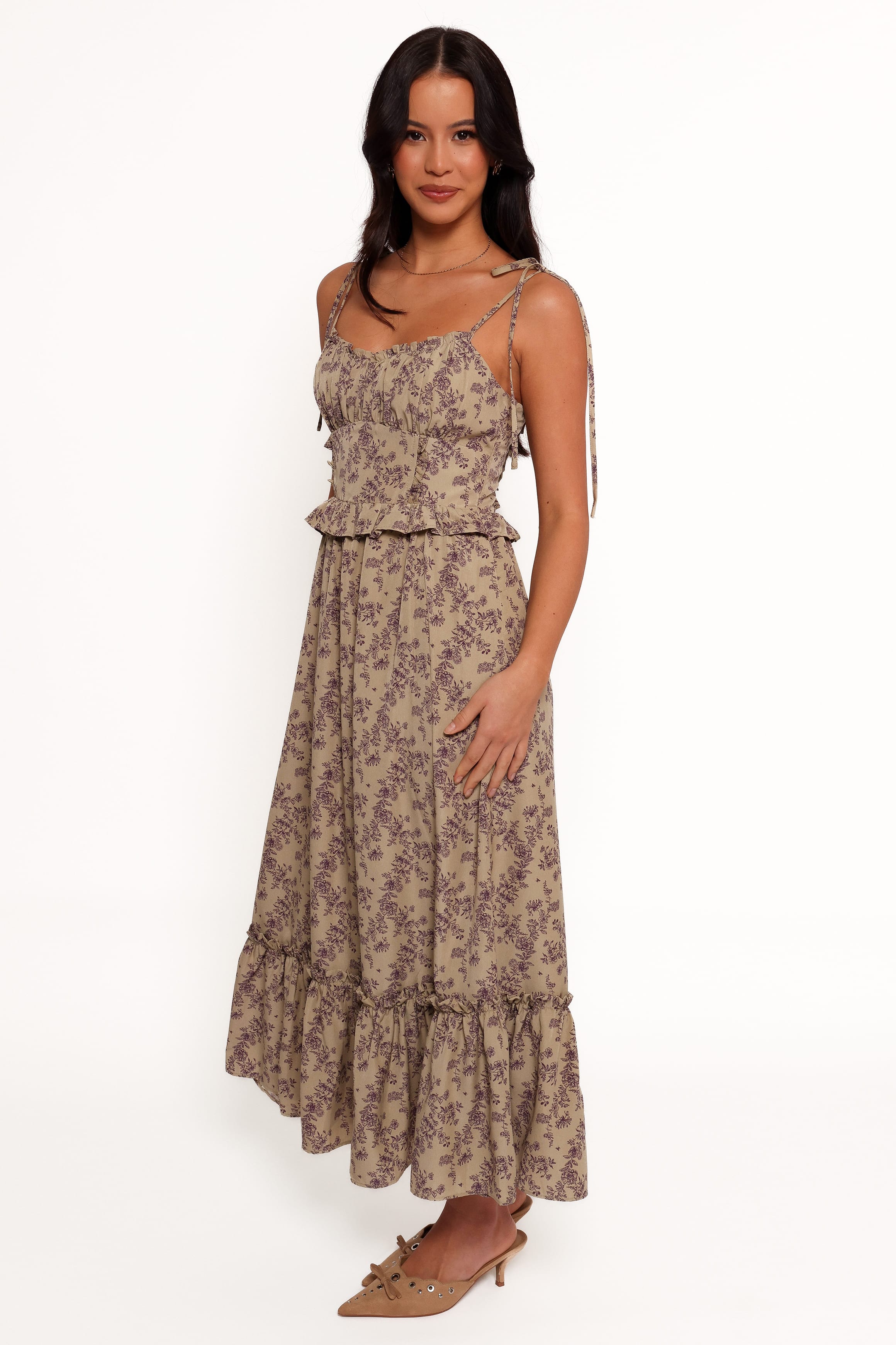 DRESSES Karie Midi Dress - Olive/Dark Purple
