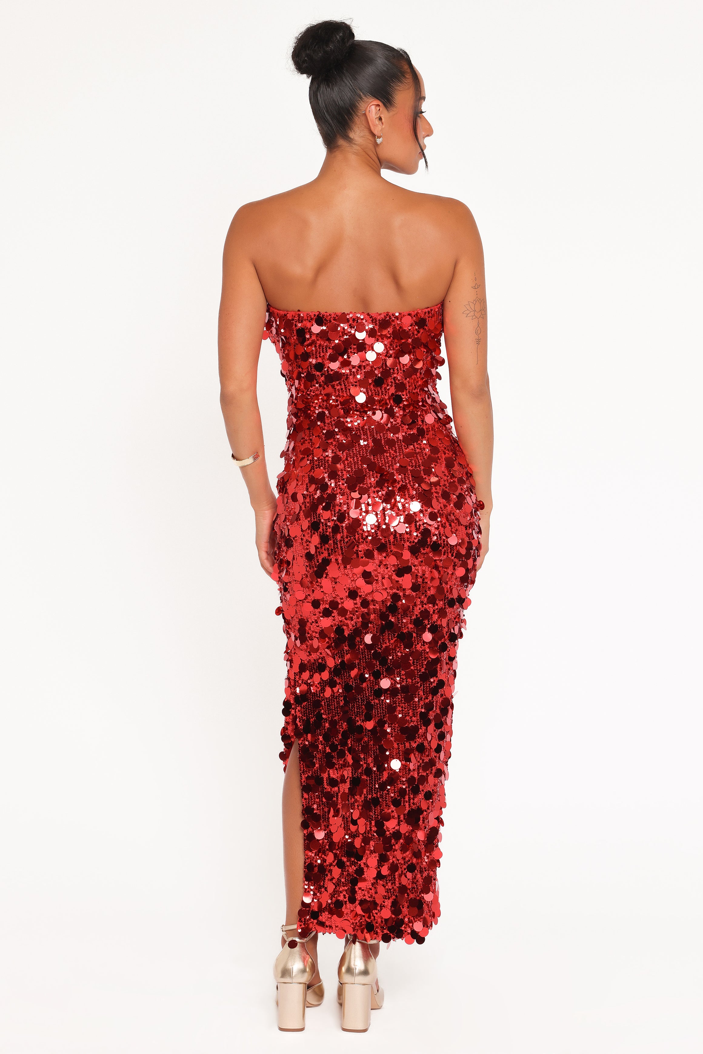 DRESSES Karlie Strapless Sequin Maxi Dress - Red