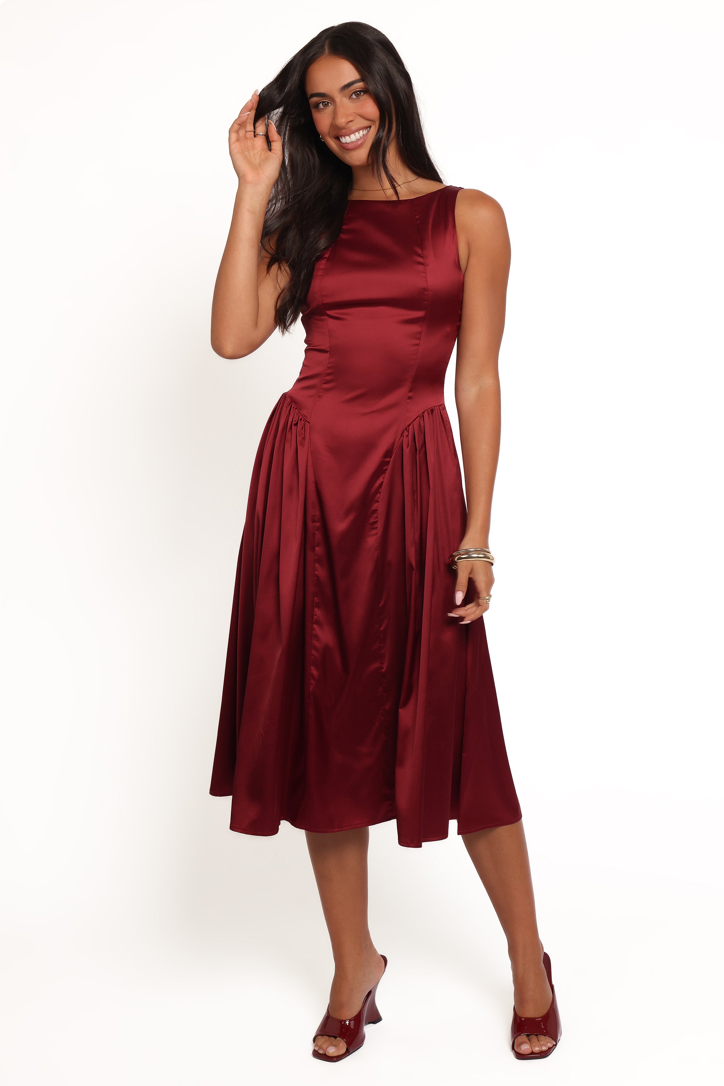DRESSES Katelyn Midi Dress - Burgundy