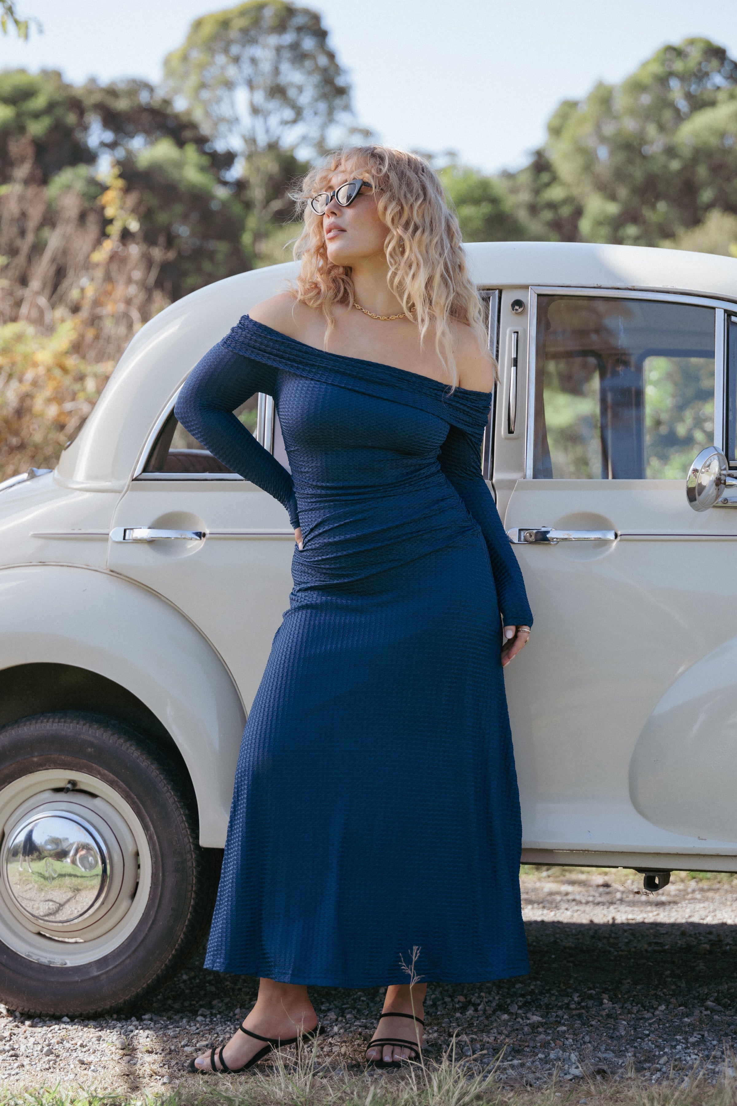 DRESSES Katiya Off Shoulder Dress - Navy