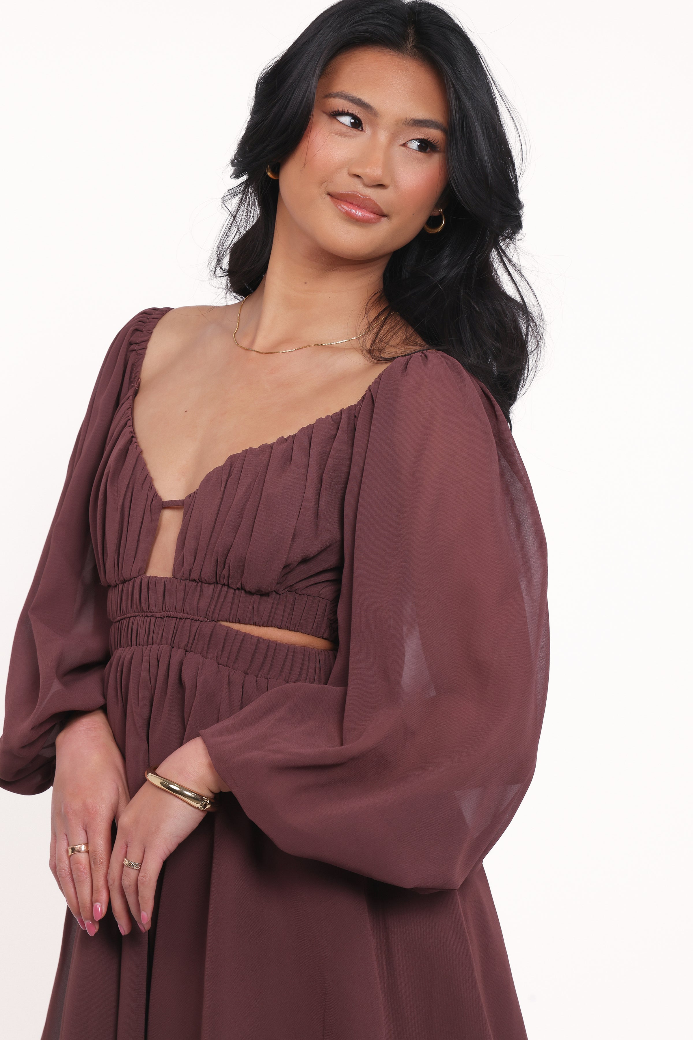 DRESSES Katniss Long Sleeve Mini Dress - Chocolate