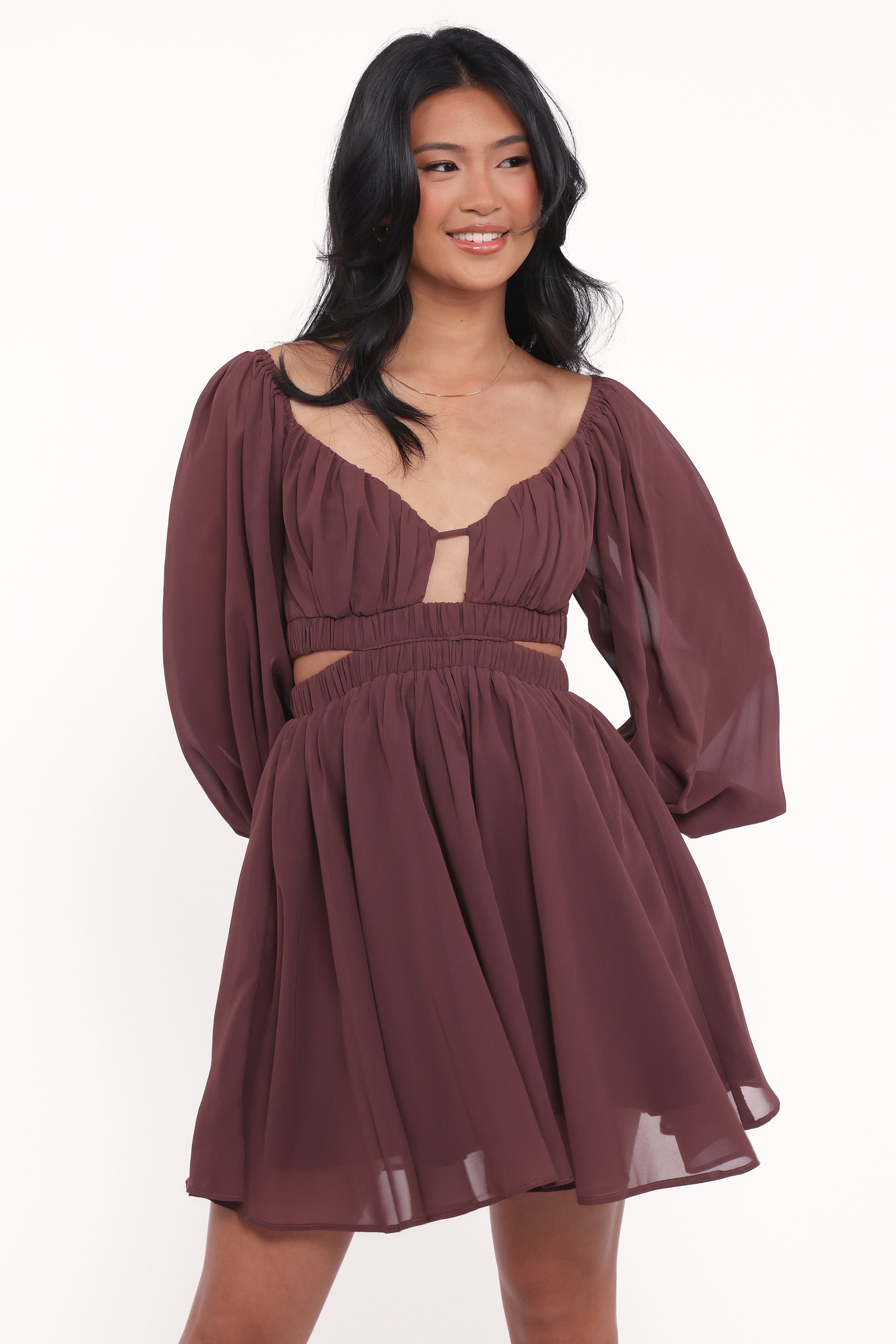 DRESSES Katniss Long Sleeve Mini Dress - Chocolate