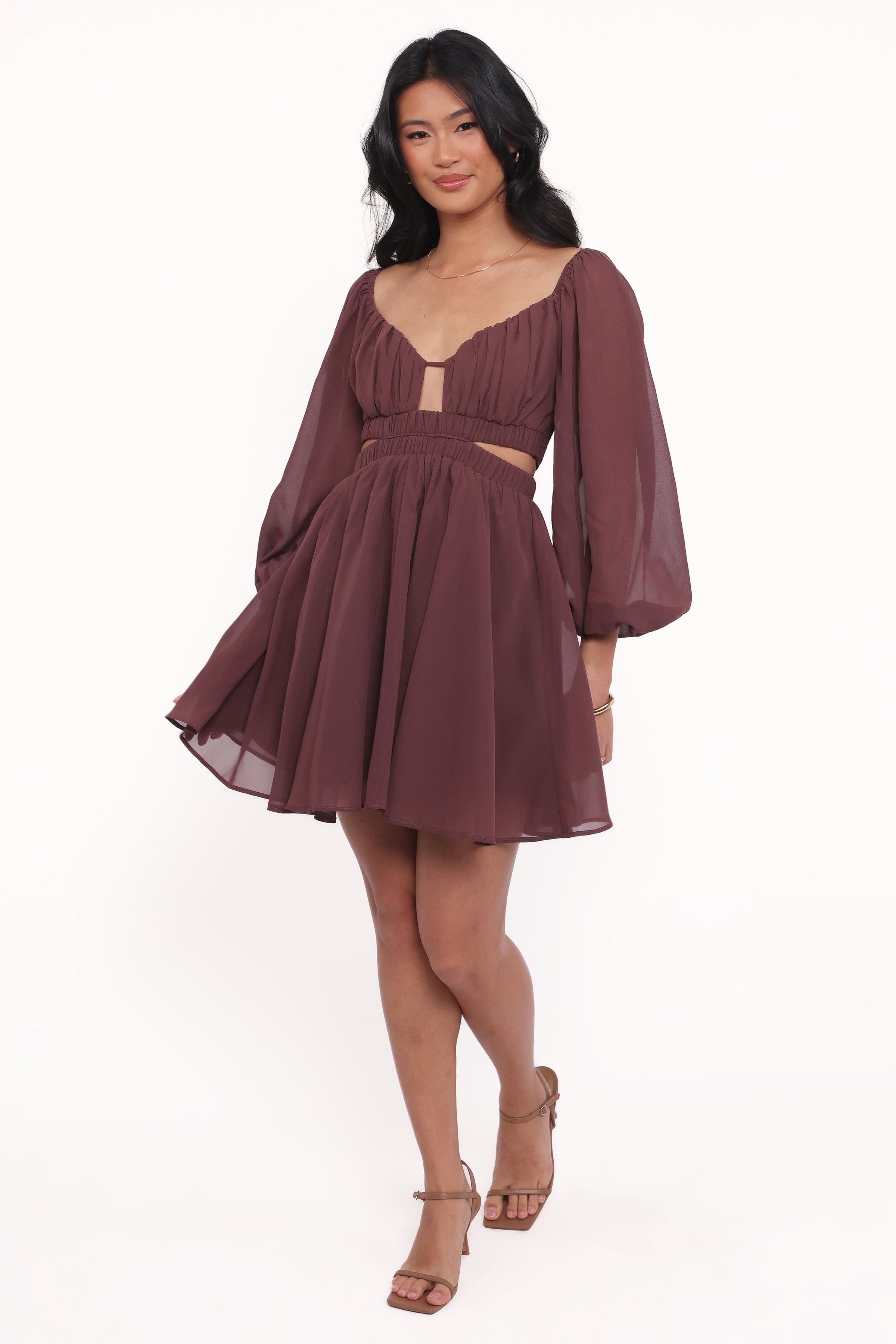 DRESSES Katniss Long Sleeve Mini Dress - Chocolate