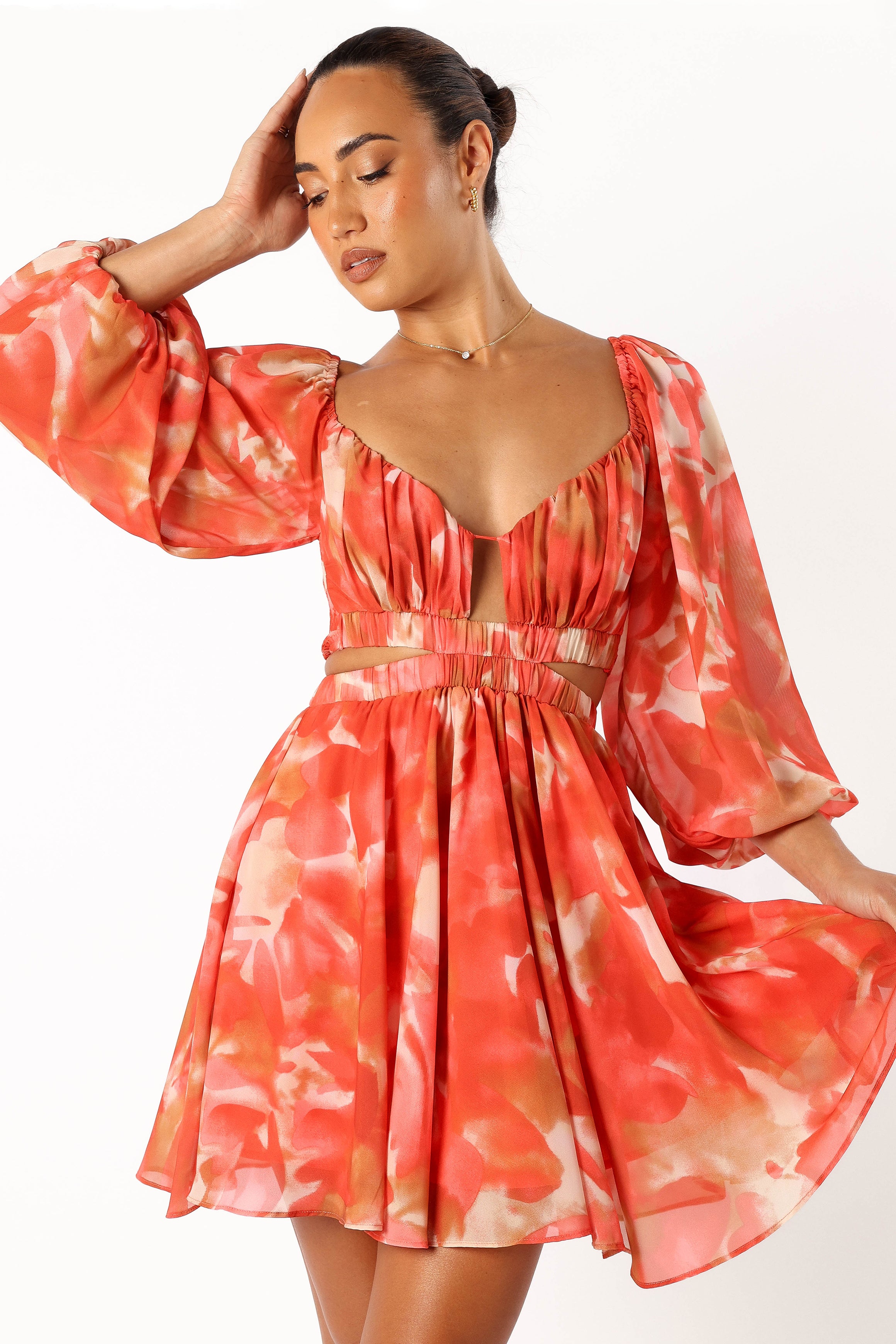 DRESSES @Katniss Longsleeve Mini Dress - Red Floral