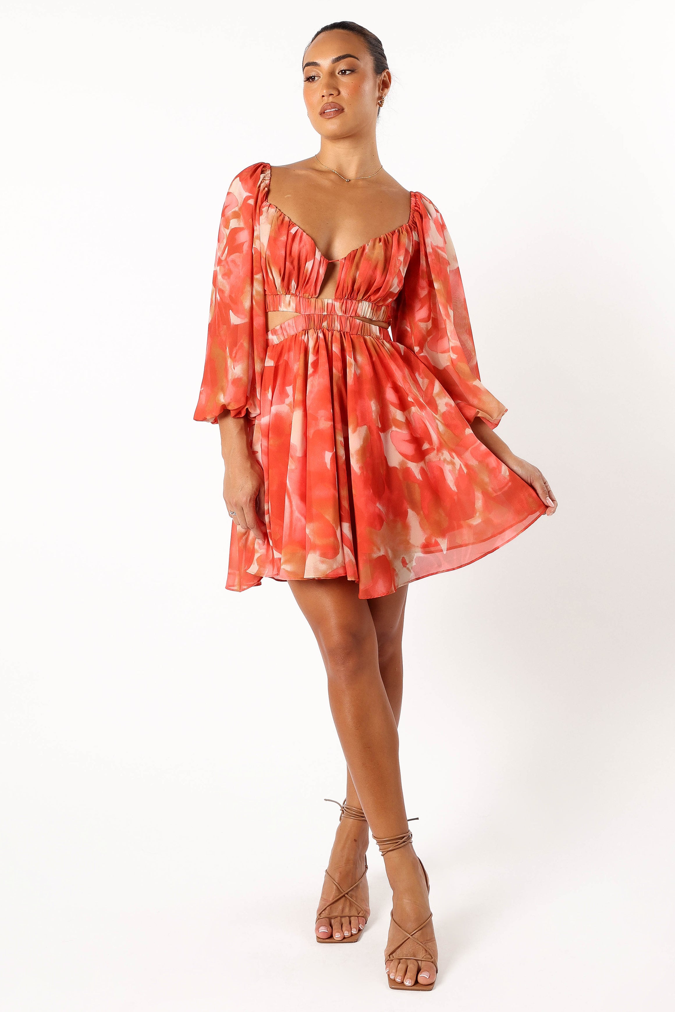 DRESSES @Katniss Longsleeve Mini Dress - Red Floral