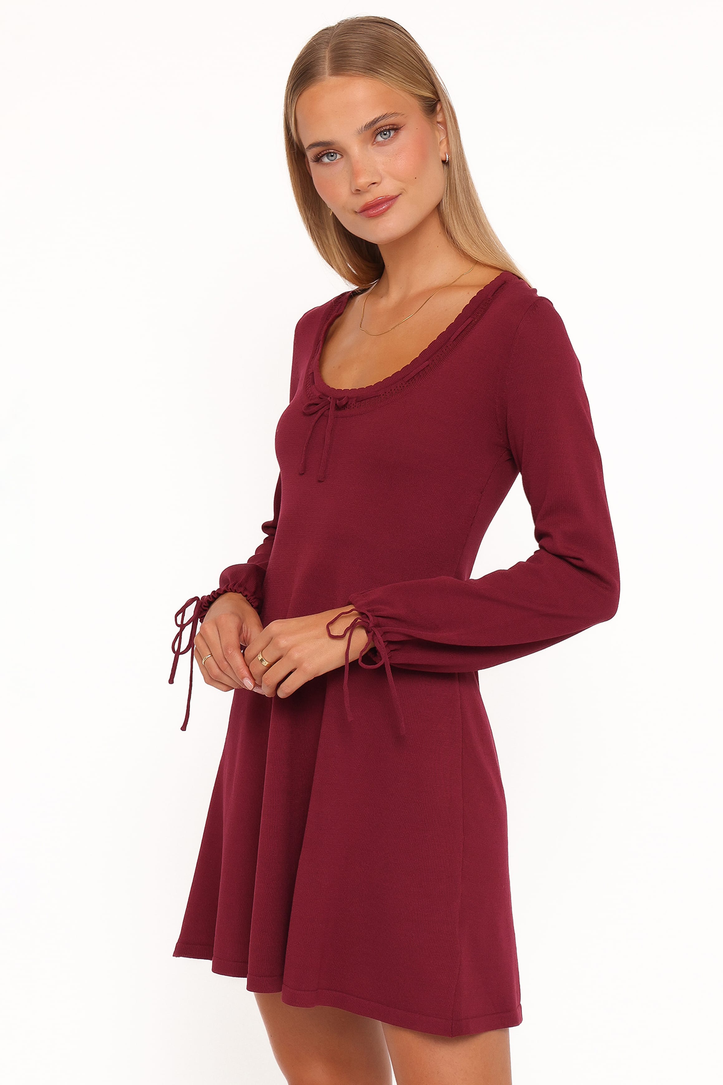 DRESSES Kaylee Knit Long Sleeve Mini Dress - Burgundy