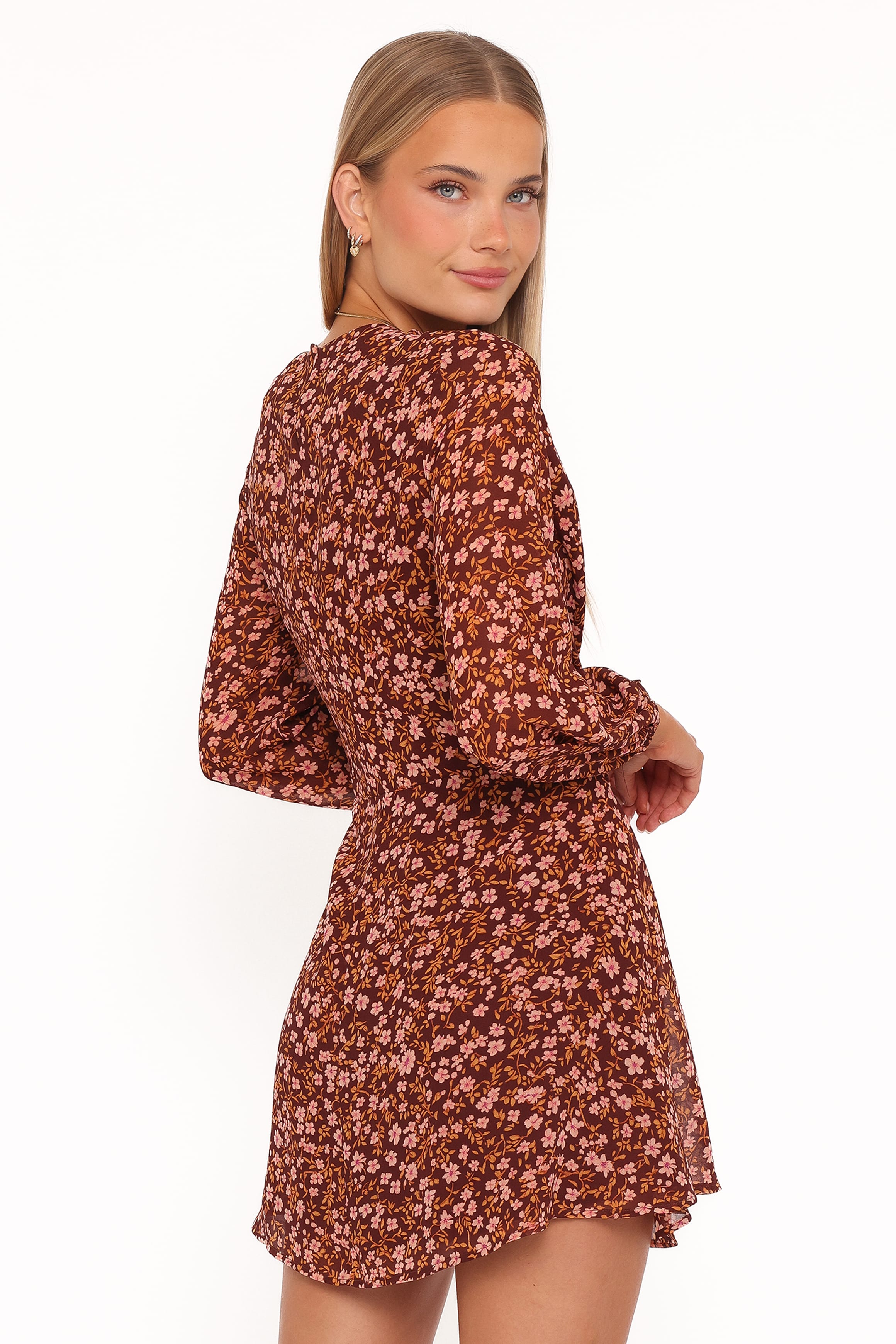 DRESSES Kaylie Mini Dress - Brown Ditsy Floral