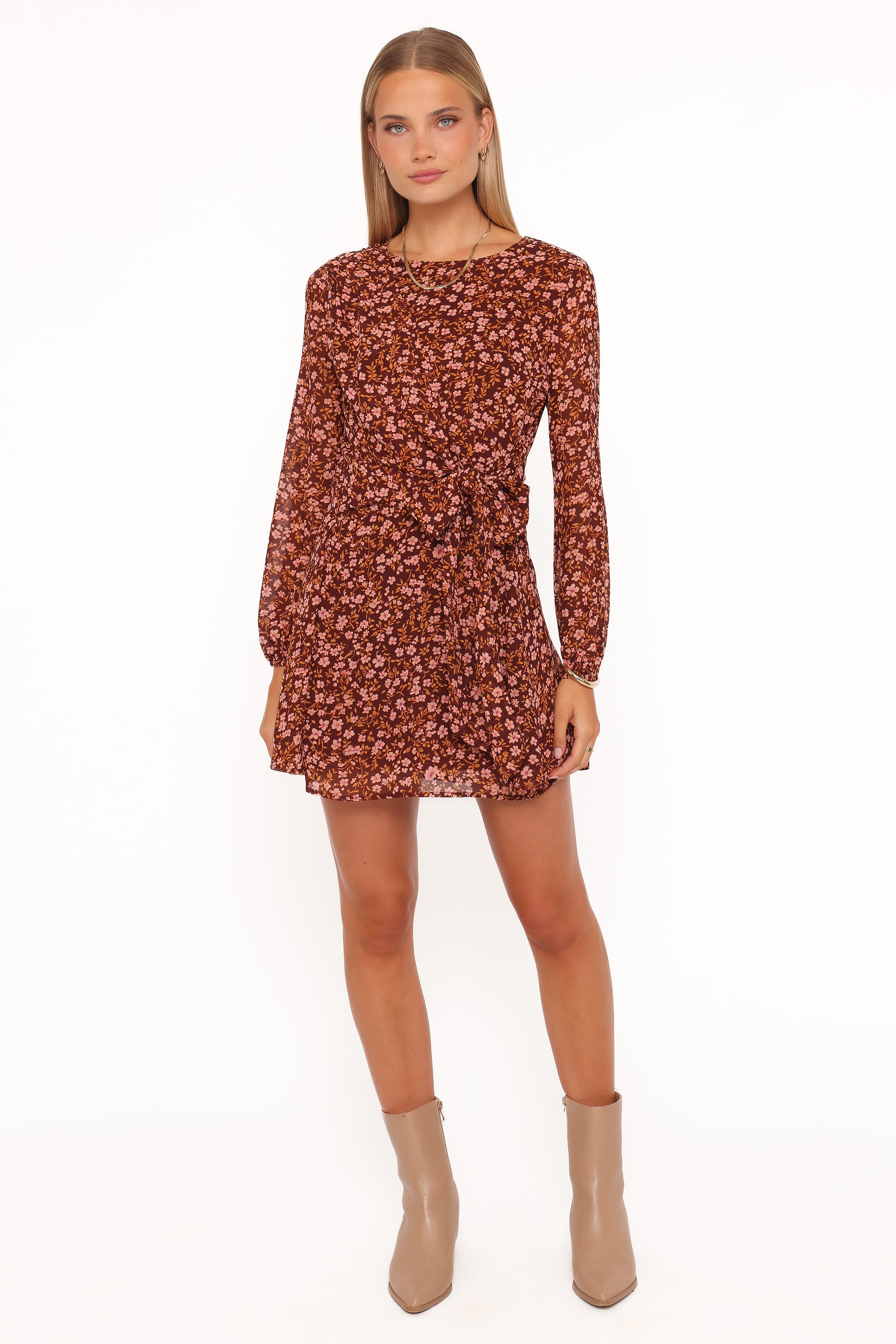 DRESSES Kaylie Mini Dress - Brown Ditsy Floral