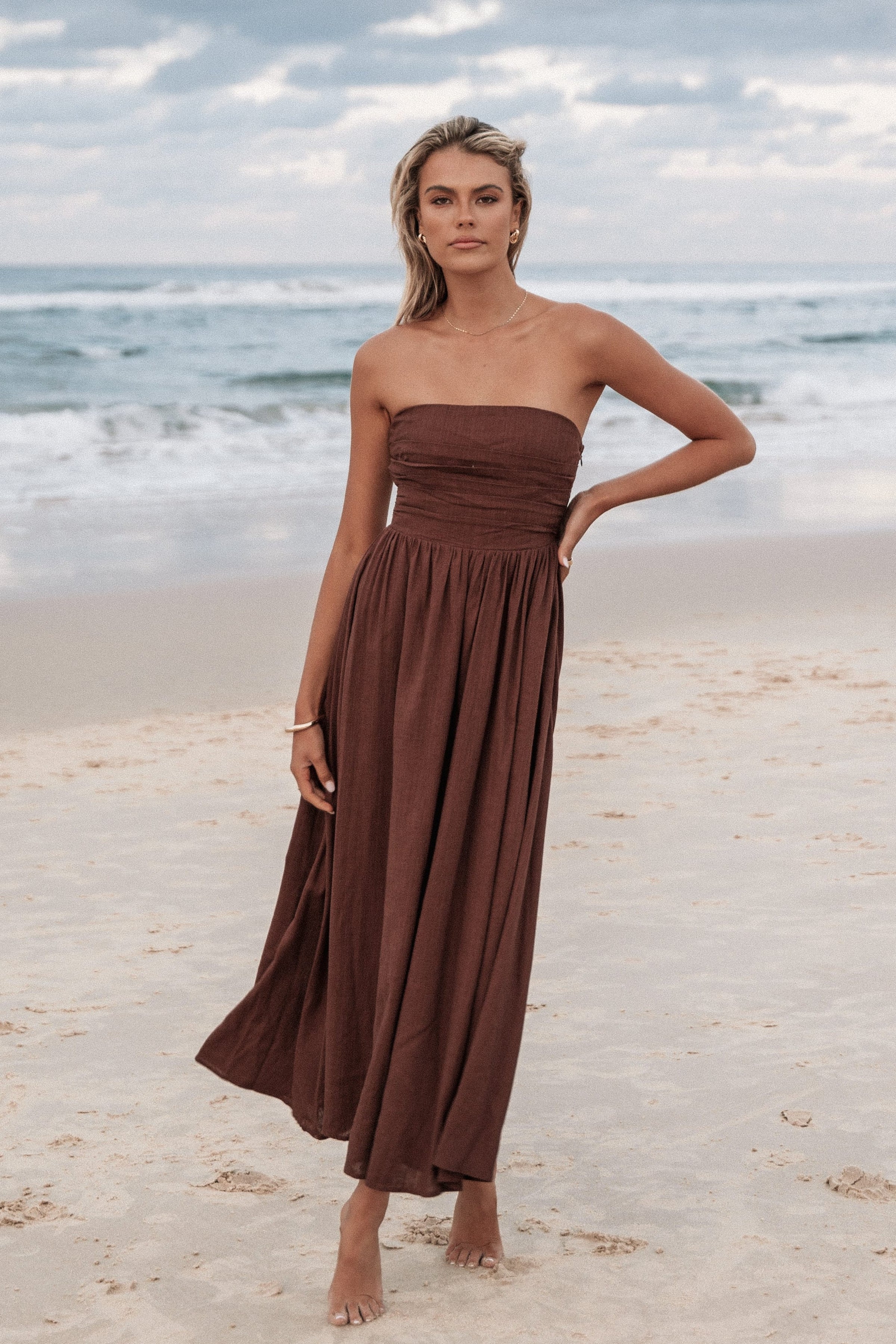 DRESSES Kayt Strapless Dress - Chocolate Brown