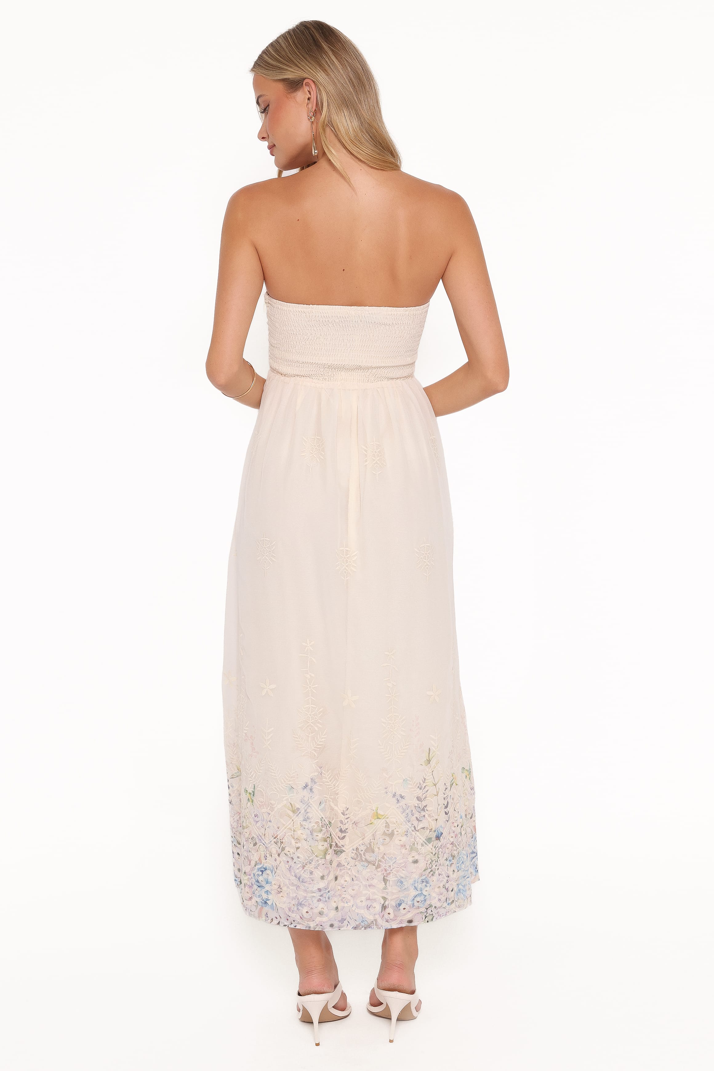 DRESSES Kayt Strapless Dress - Embroidered Floral