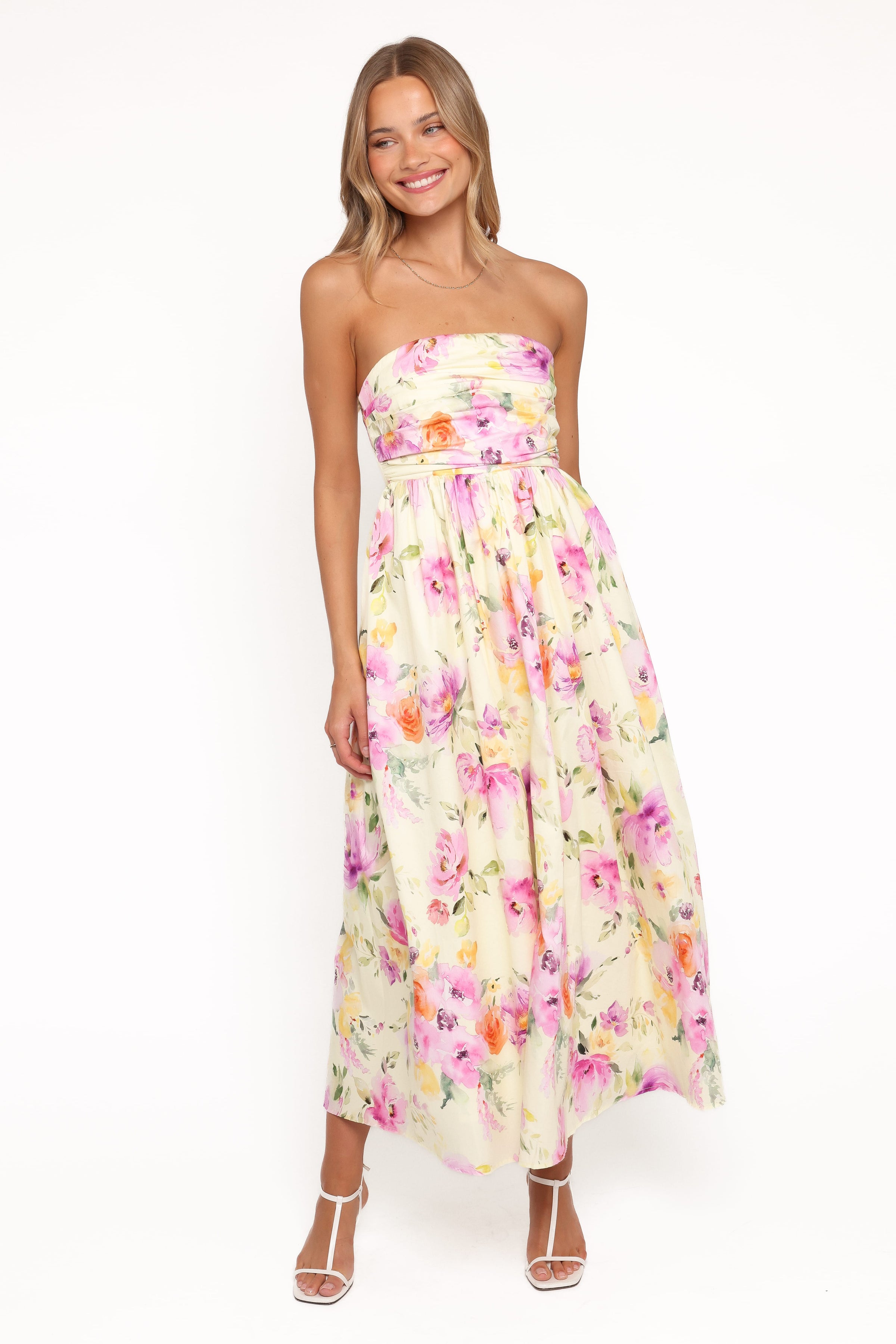DRESSES Kayt Strapless Dress - Yellow Petunia