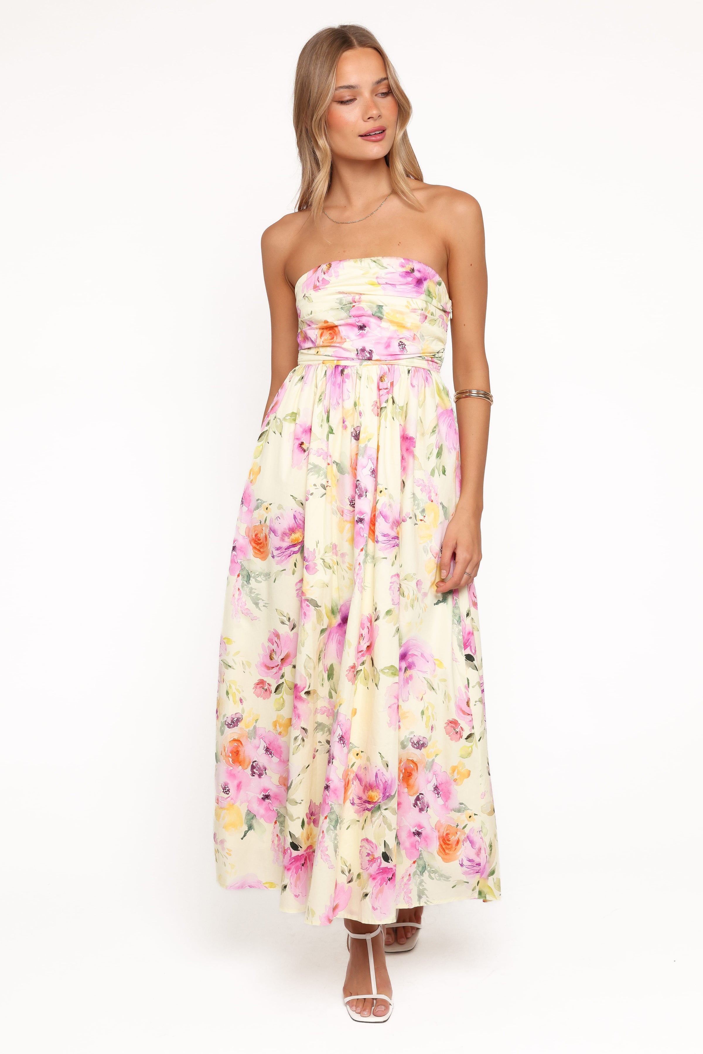 DRESSES Kayt Strapless Dress - Yellow Petunia