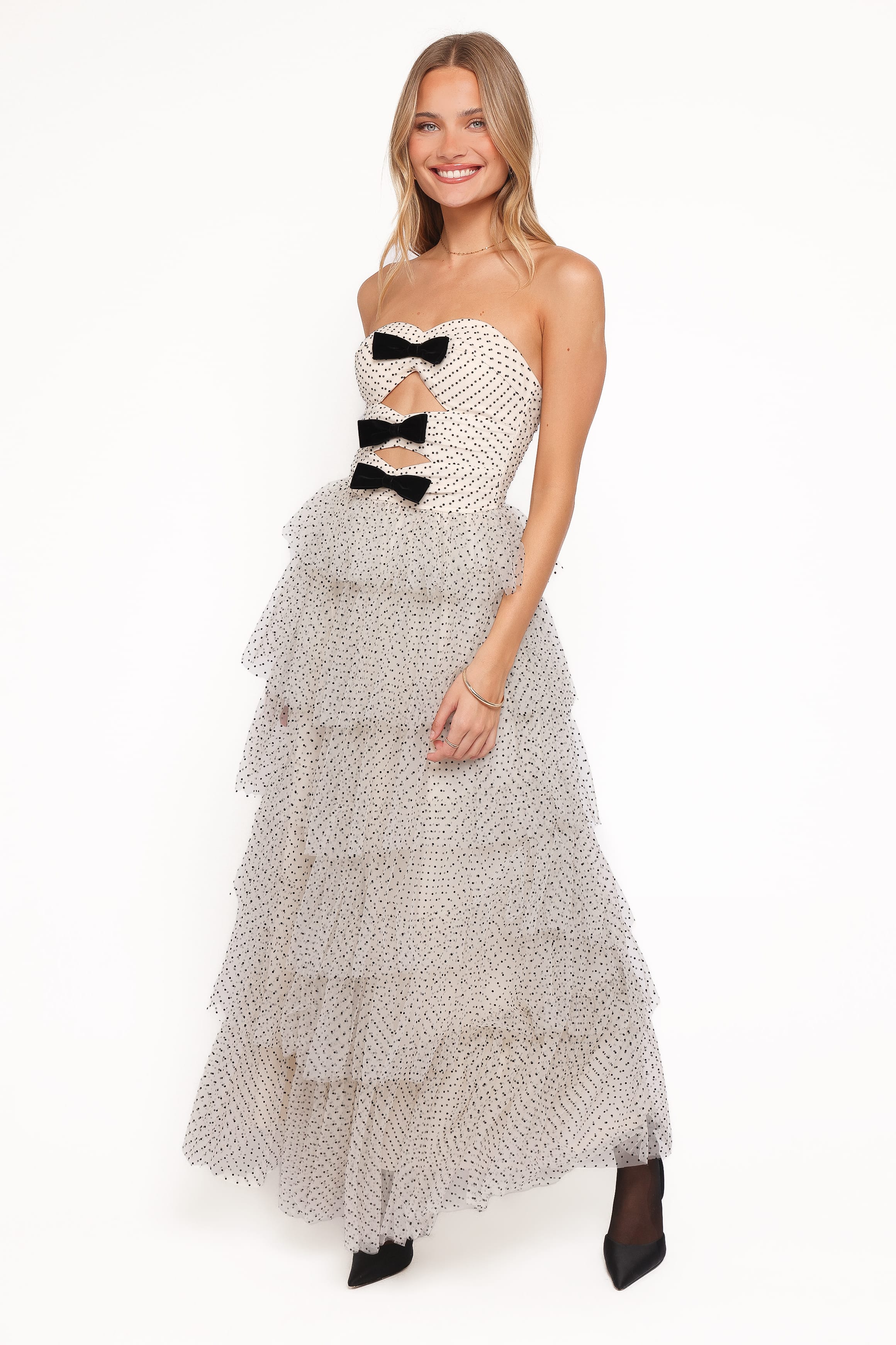 DRESSES Kelari Strapless Midi Dress - Cream Polka Dot