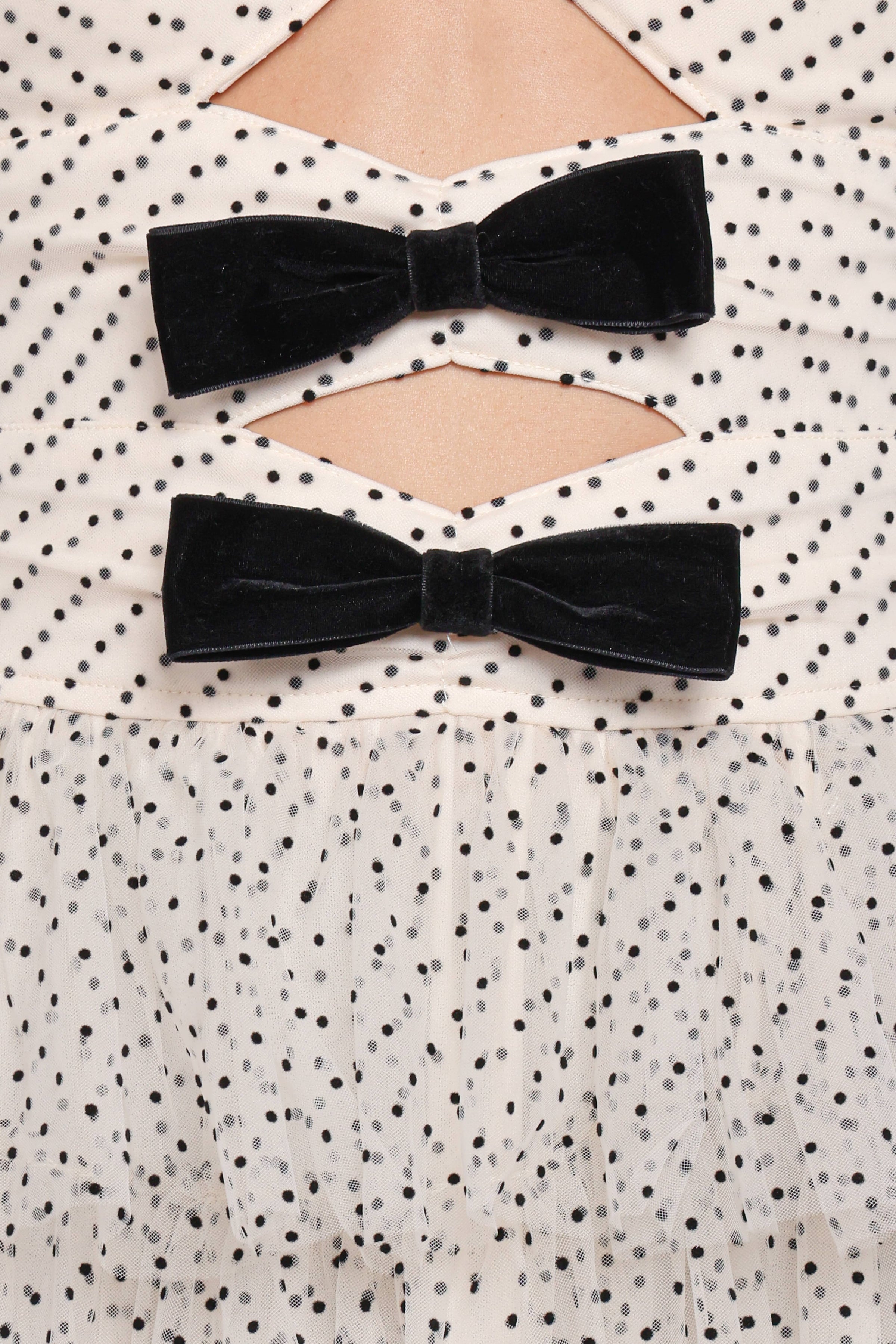 DRESSES Kelari Strapless Midi Dress - Cream Polka Dot