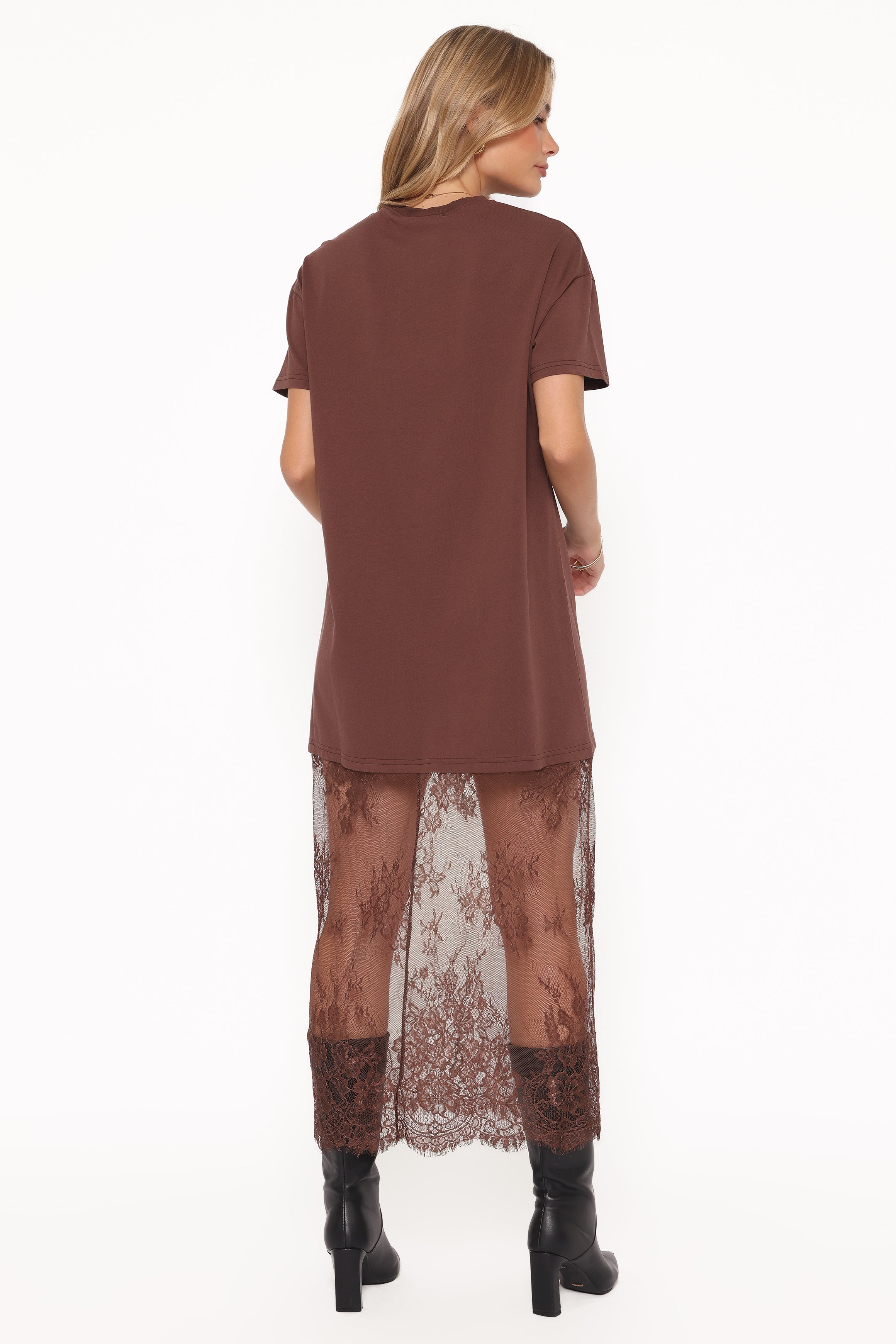 DRESSES Kella Short Sleeve Lace Maxi Dress - Brown