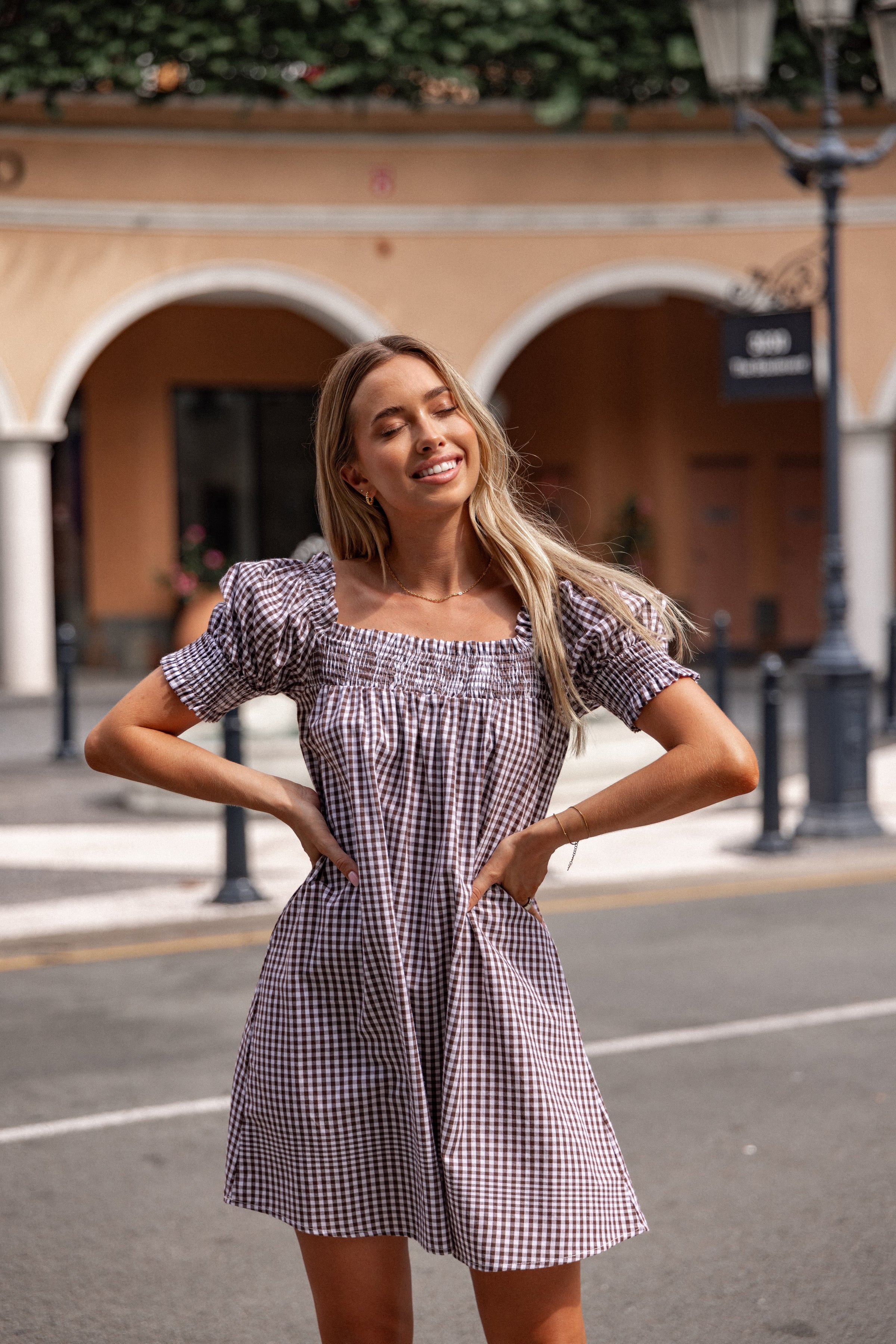 DRESSES Kennedy Smock Mini Dress - Chocolate Gingham