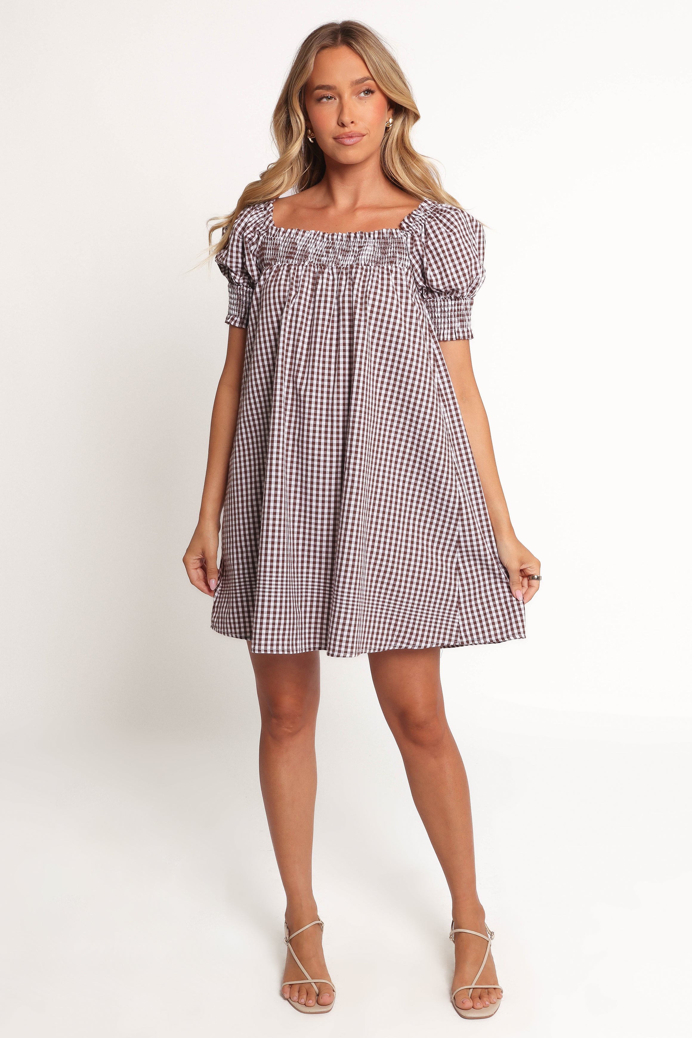 DRESSES Kennedy Smock Mini Dress - Chocolate Gingham