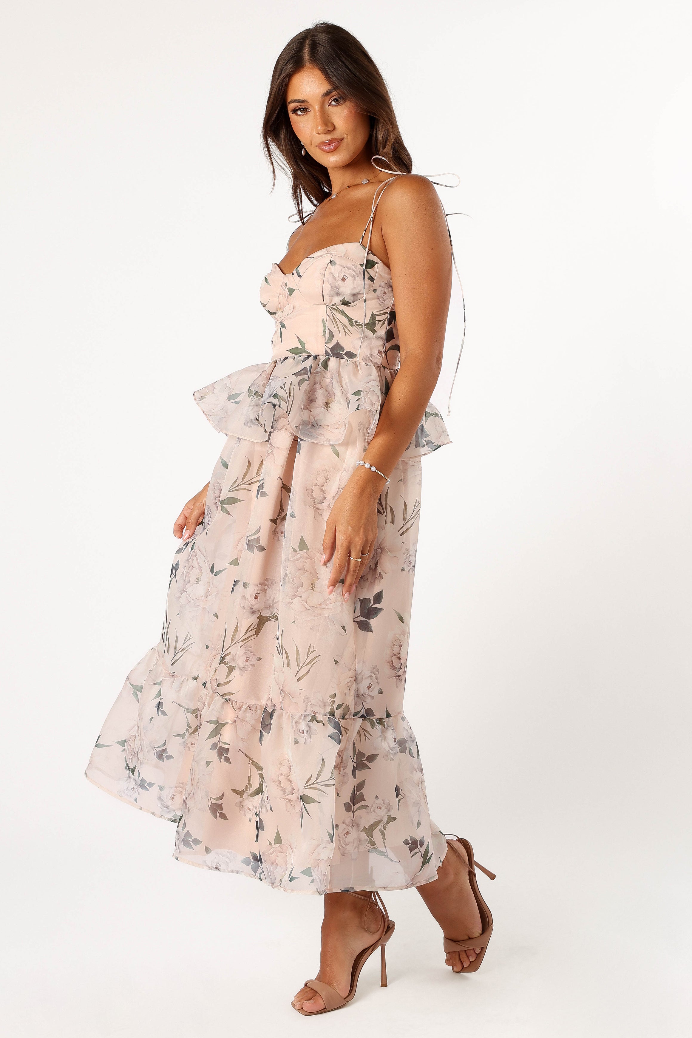 DRESSES @Kennie Midi Dress - Pink Floral