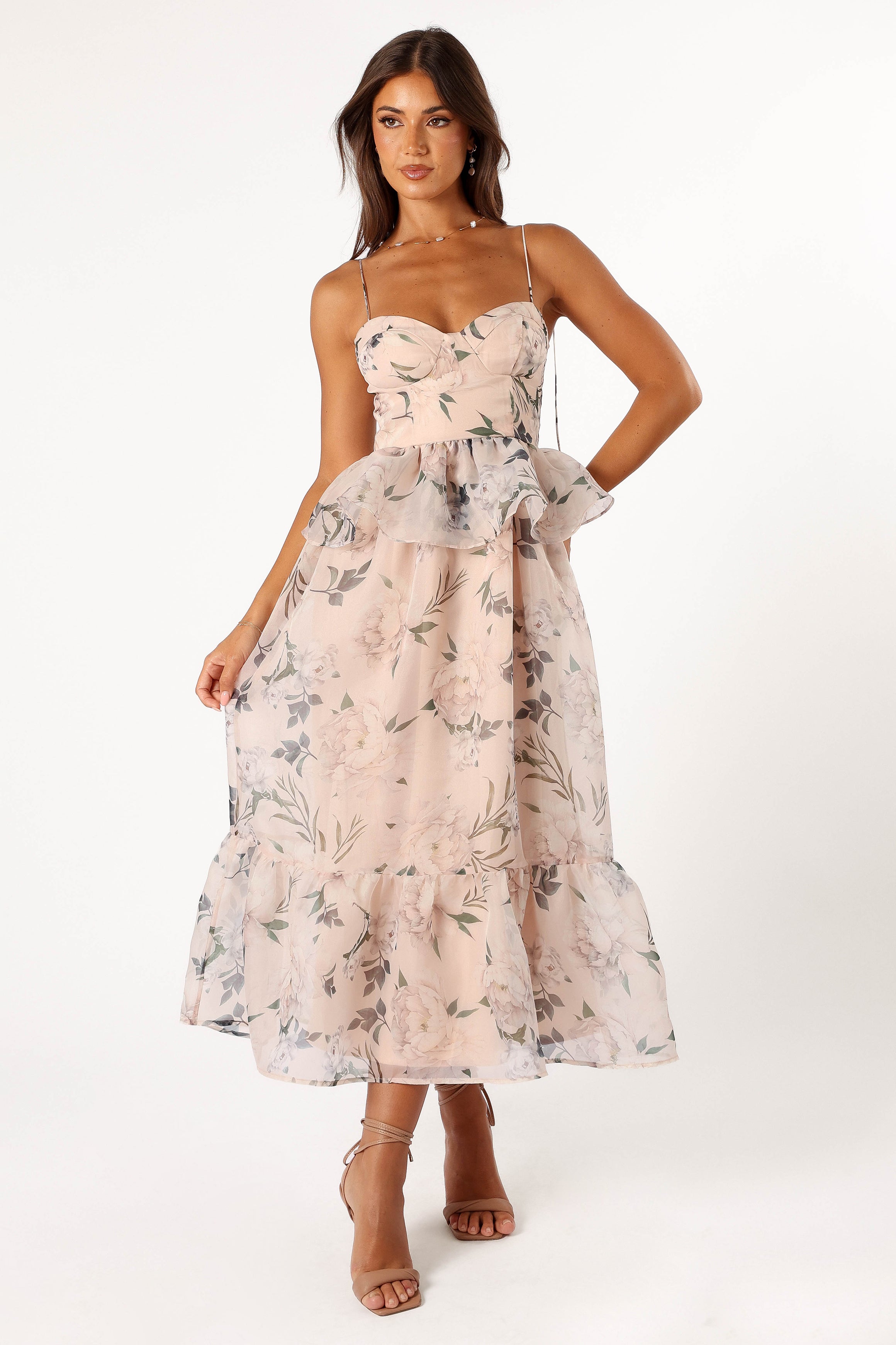 DRESSES @Kennie Midi Dress - Pink Floral