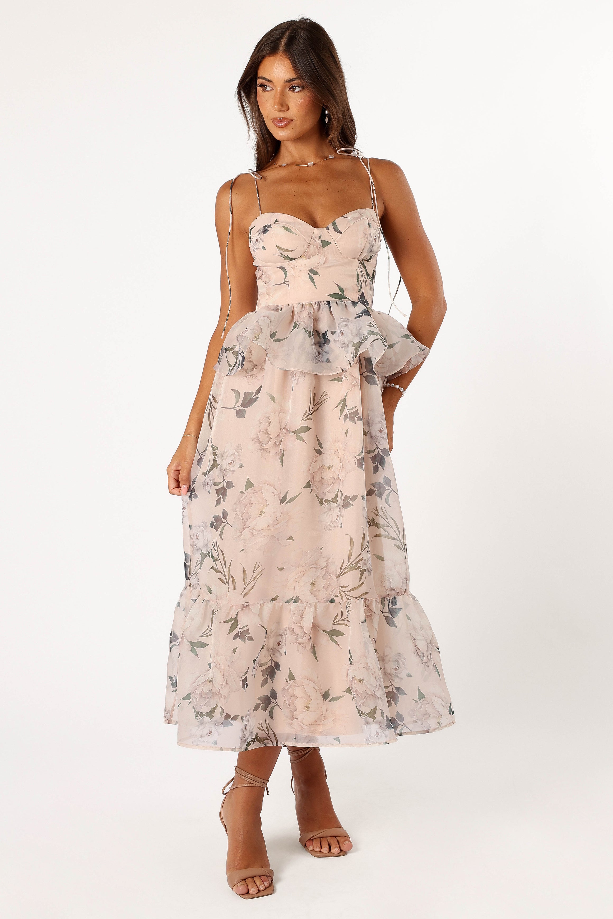 DRESSES @Kennie Midi Dress - Pink Floral