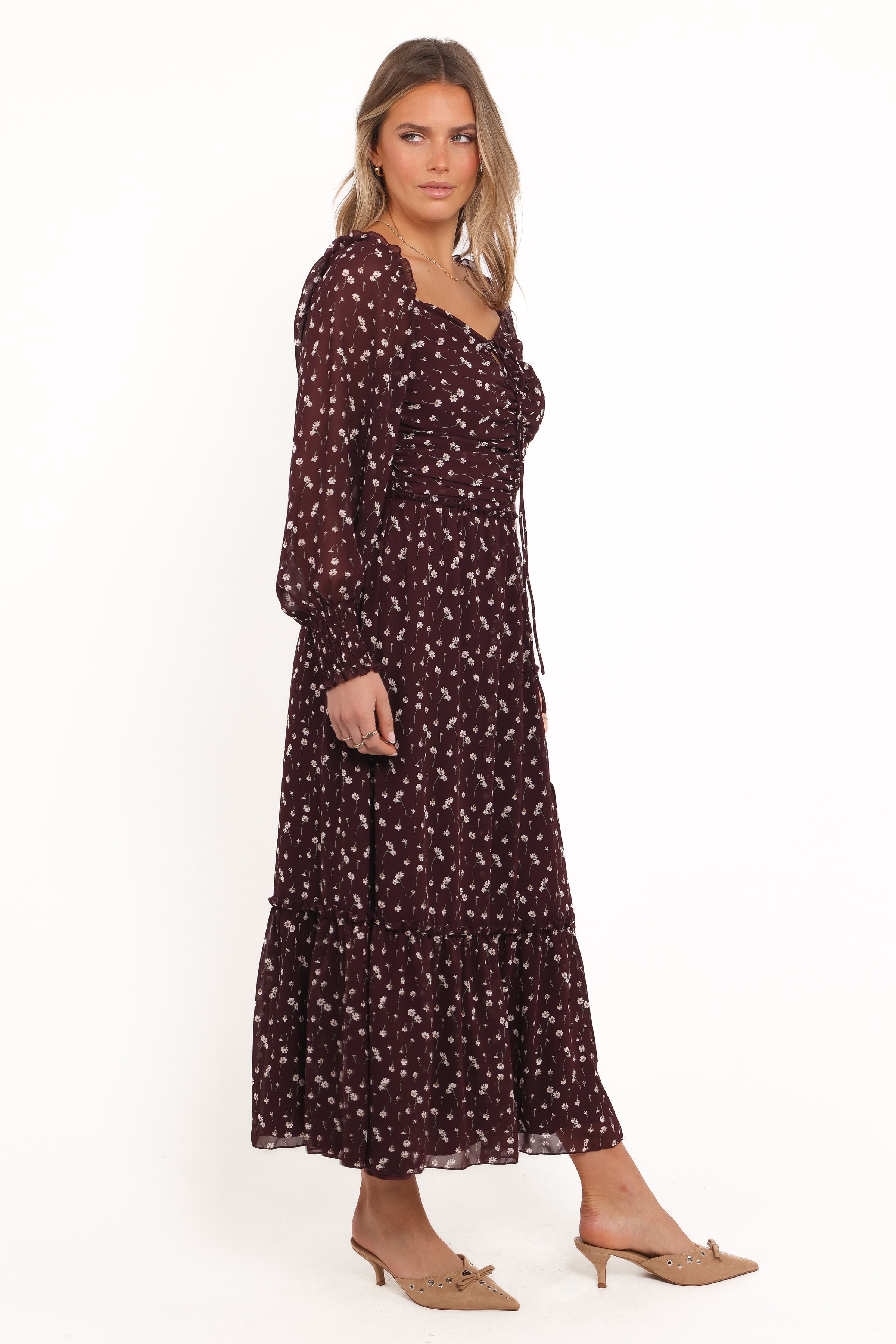 DRESSES Keziah Long Sleeve Maxi Dress - Burgundy Floral