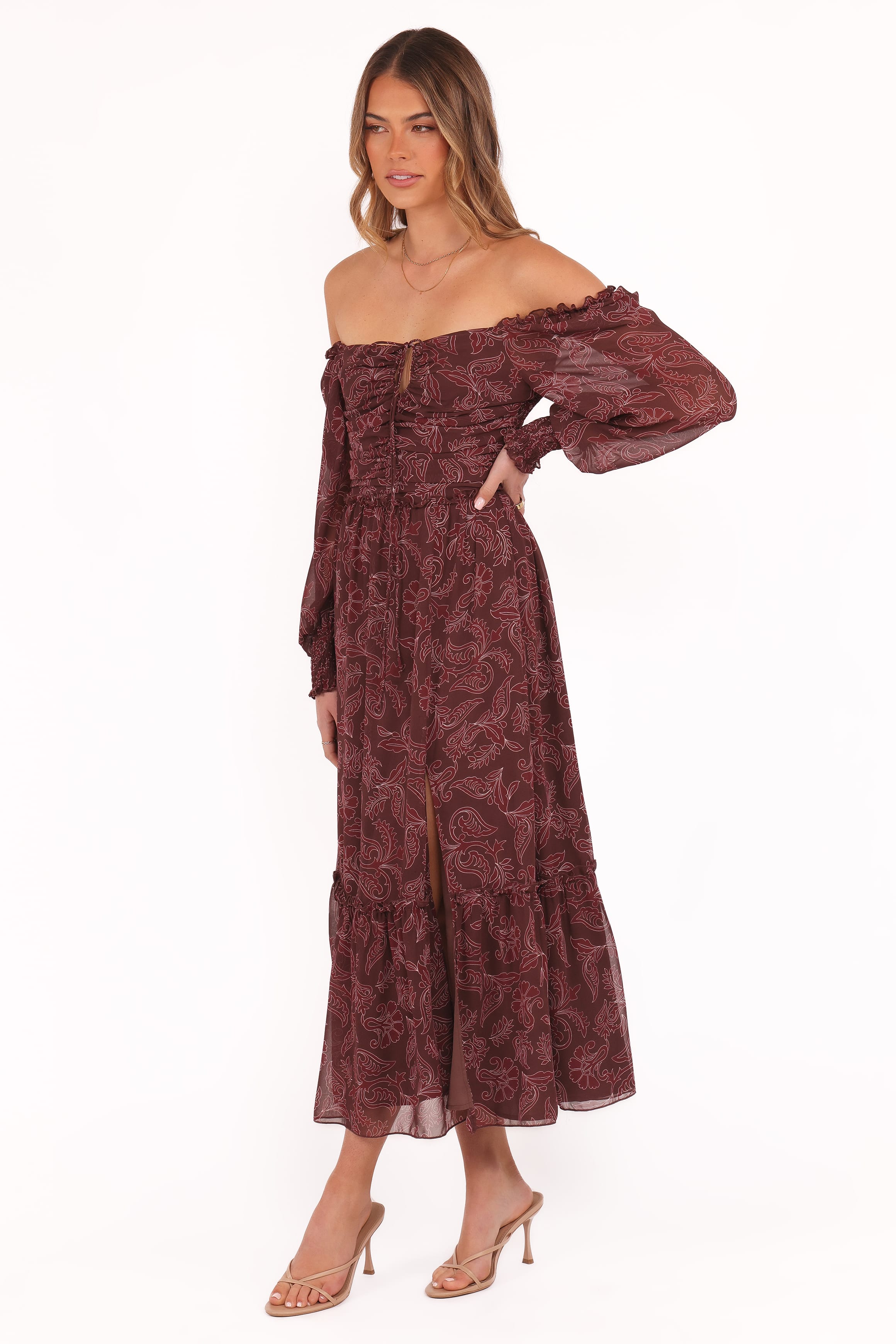 DRESSES Keziah Long Sleeve Maxi Dress - Burgundy Paisley