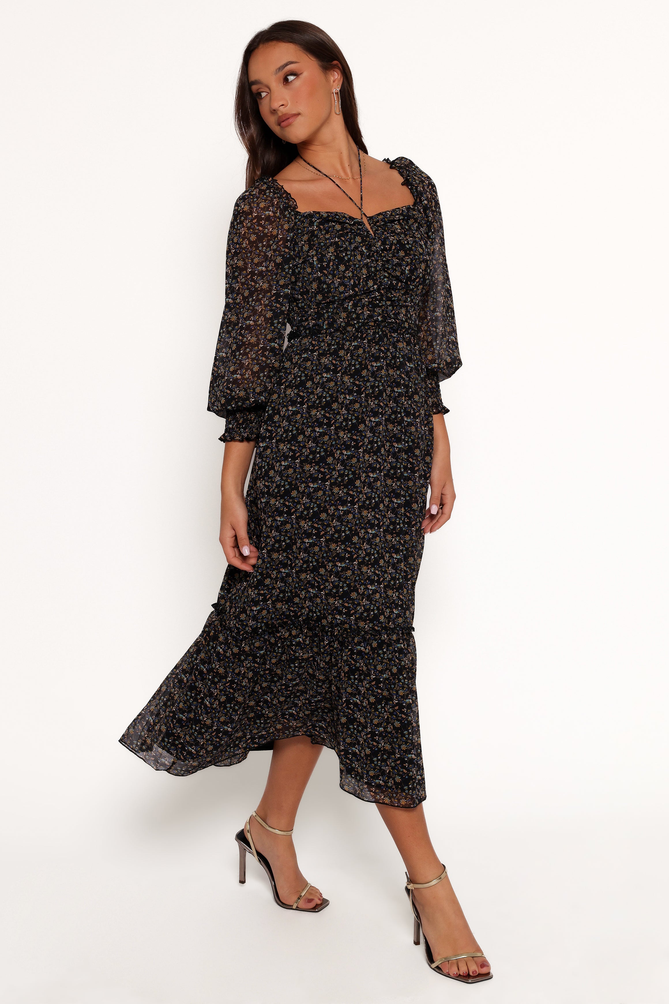 DRESSES Keziah Long Sleeve Maxi Dress - Navy Ditsy Floral