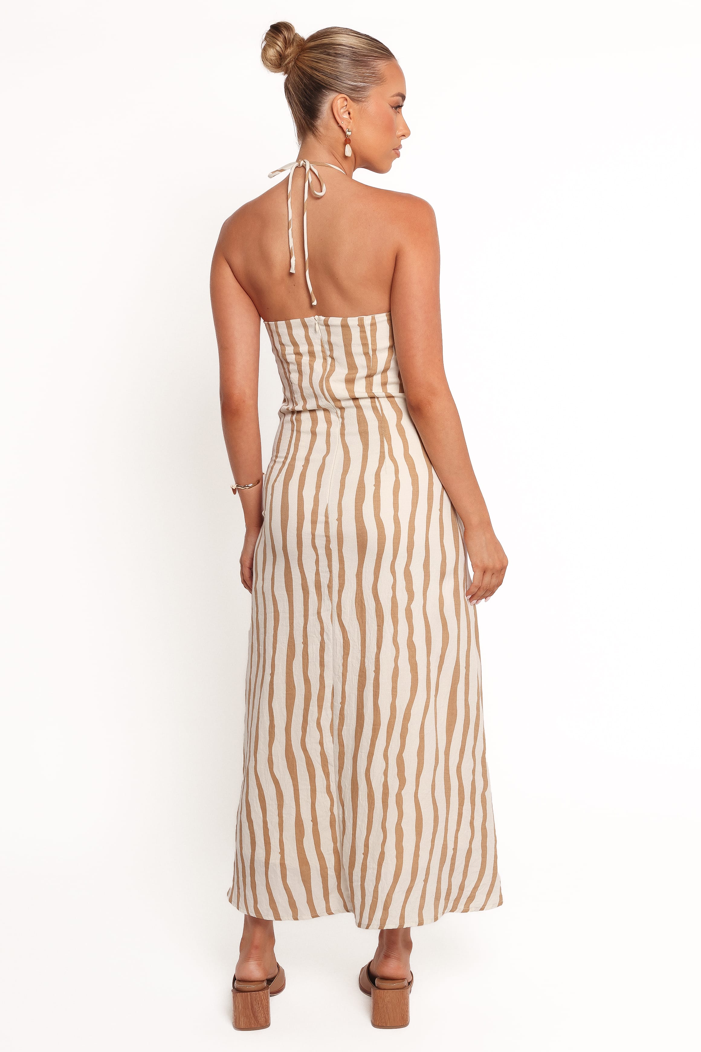 DRESSES Kim Halter Maxi Dress - Tan Stripe