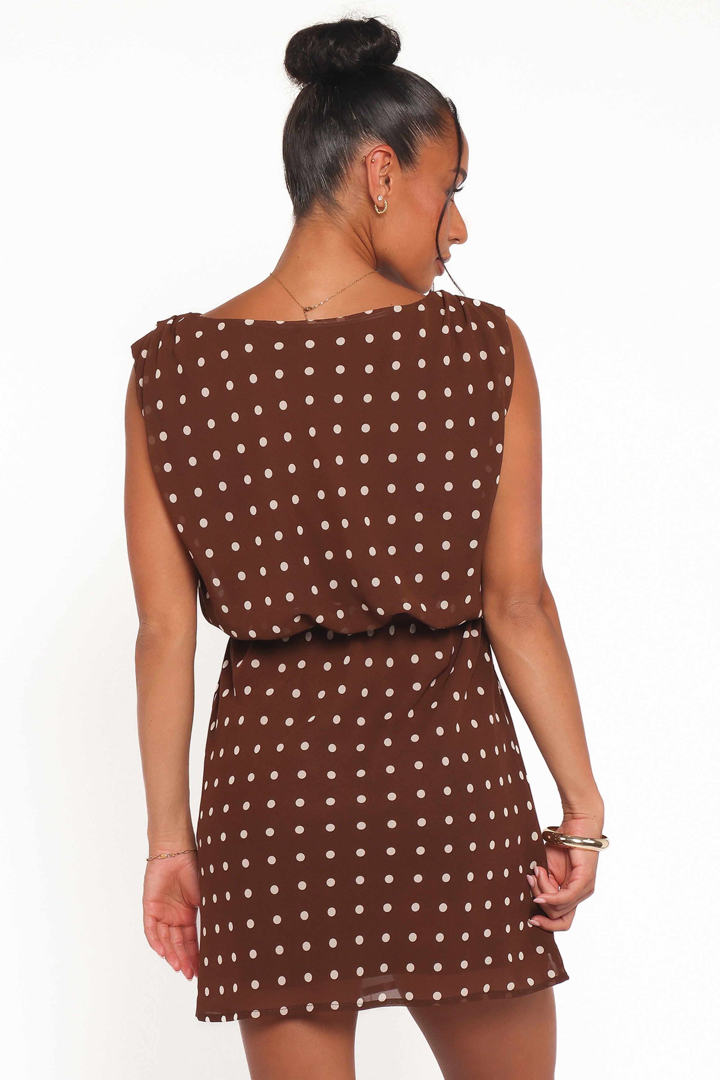 DRESSES Kimberly Mini Dress - Brown Polka Dot