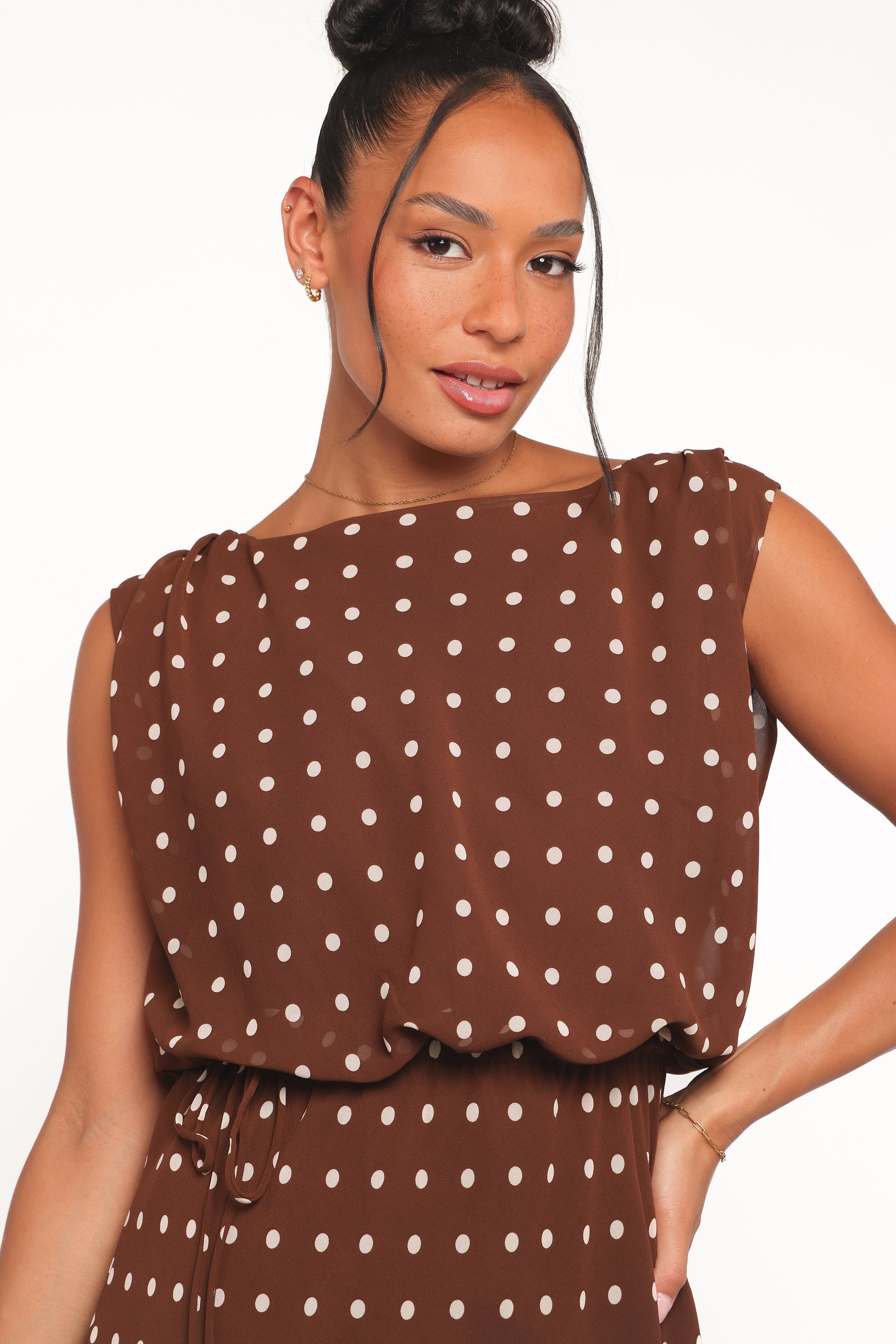 DRESSES Kimberly Mini Dress - Brown Polka Dot