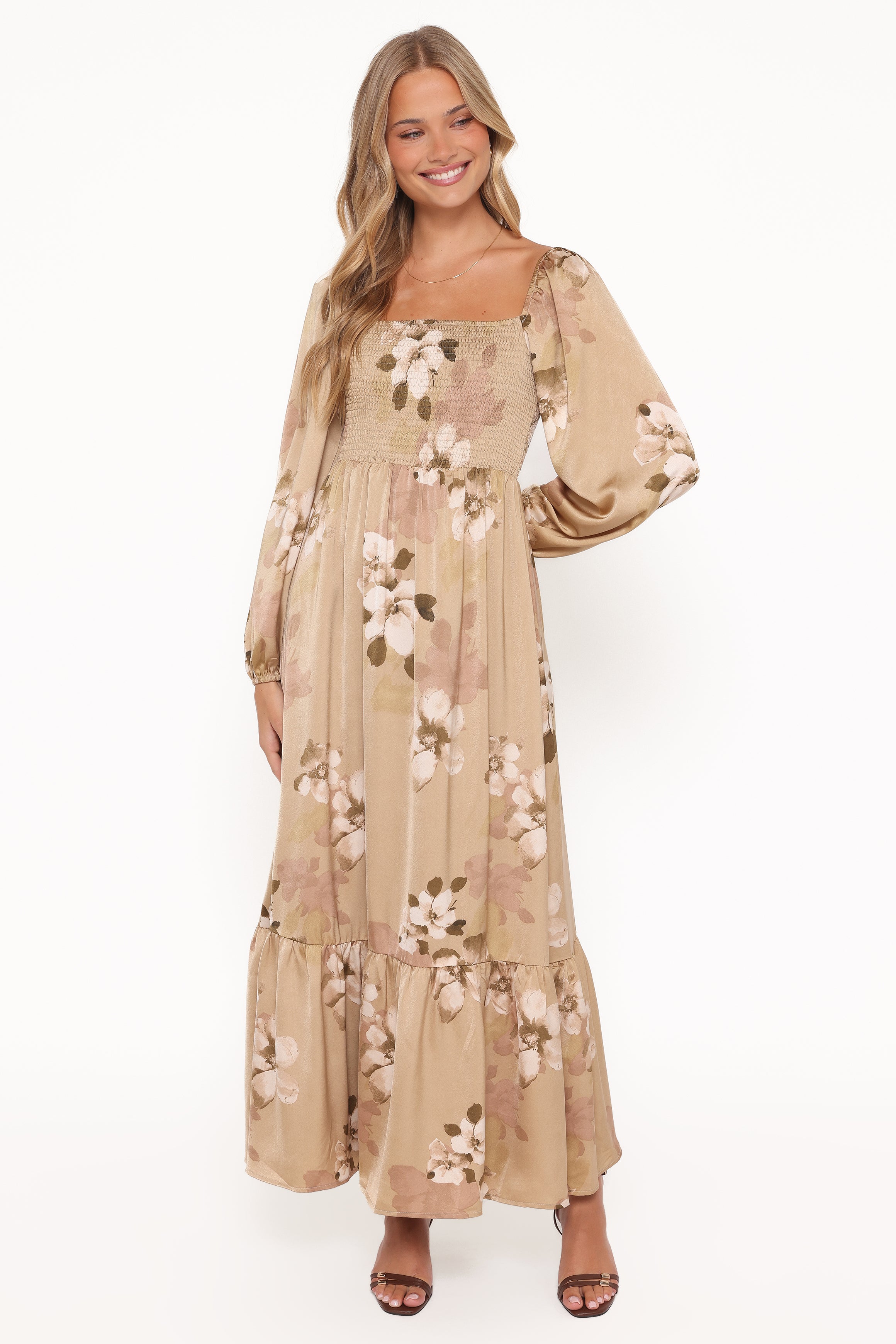 DRESSES Kindra Long Sleeve Maxi Dress - Brown Floral