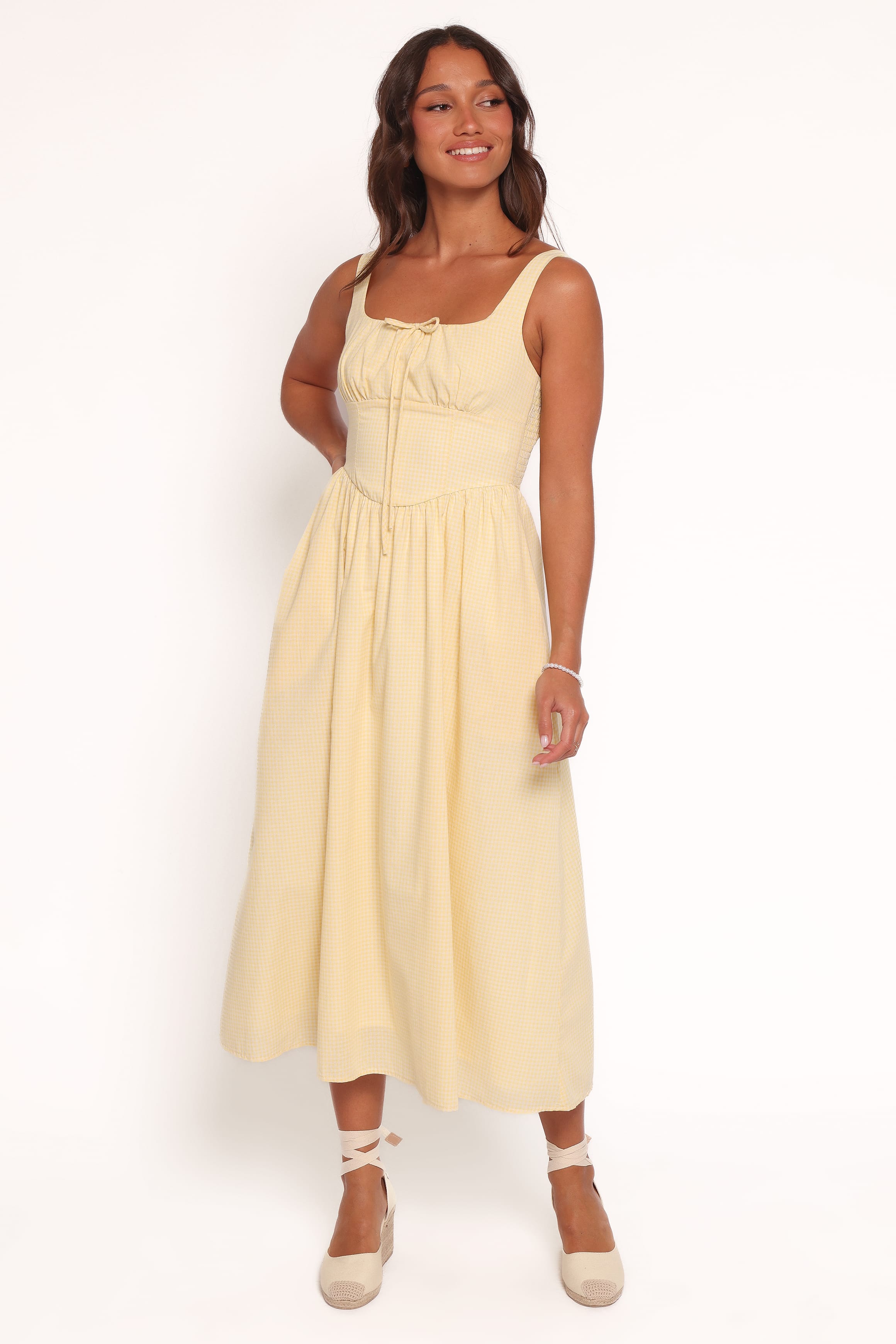 DRESSES Kinslee Midi Dress - Yellow Gingham