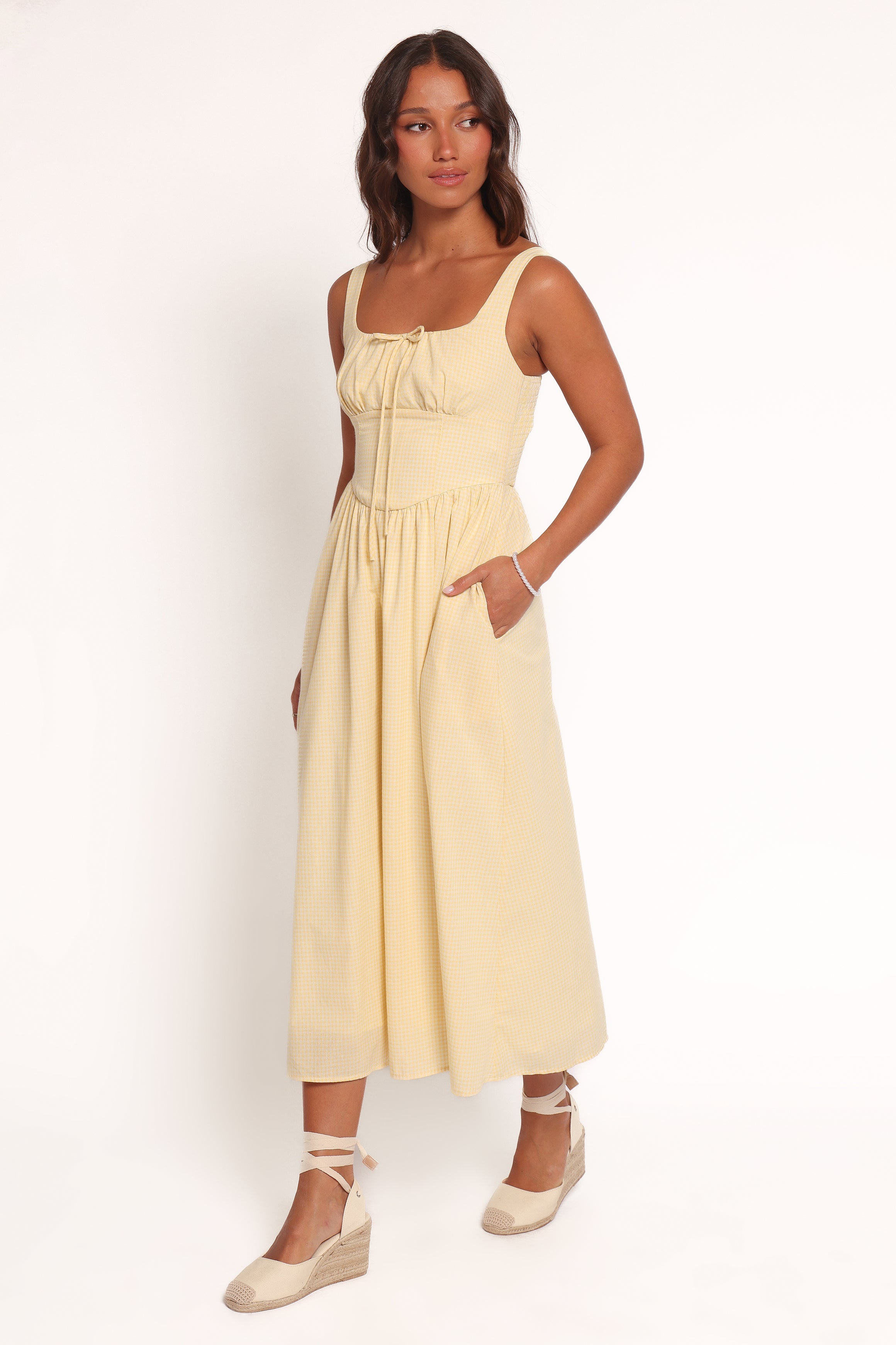 DRESSES Kinslee Midi Dress - Yellow Gingham