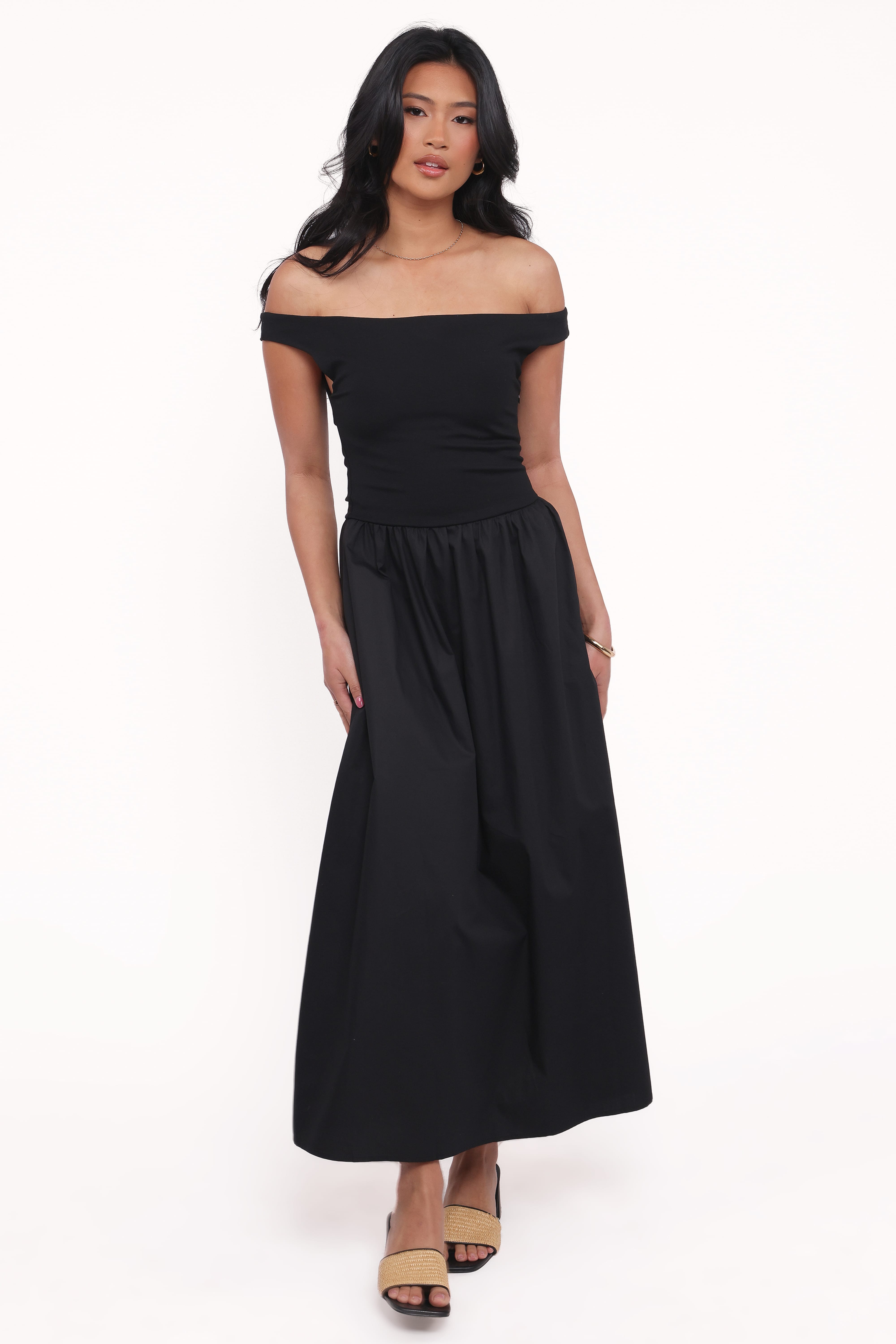 Kirsten Off Shoulder Midi Dress Black Petal Pup Kirsten Off Shoulder Midi Dress Black Petal Pup