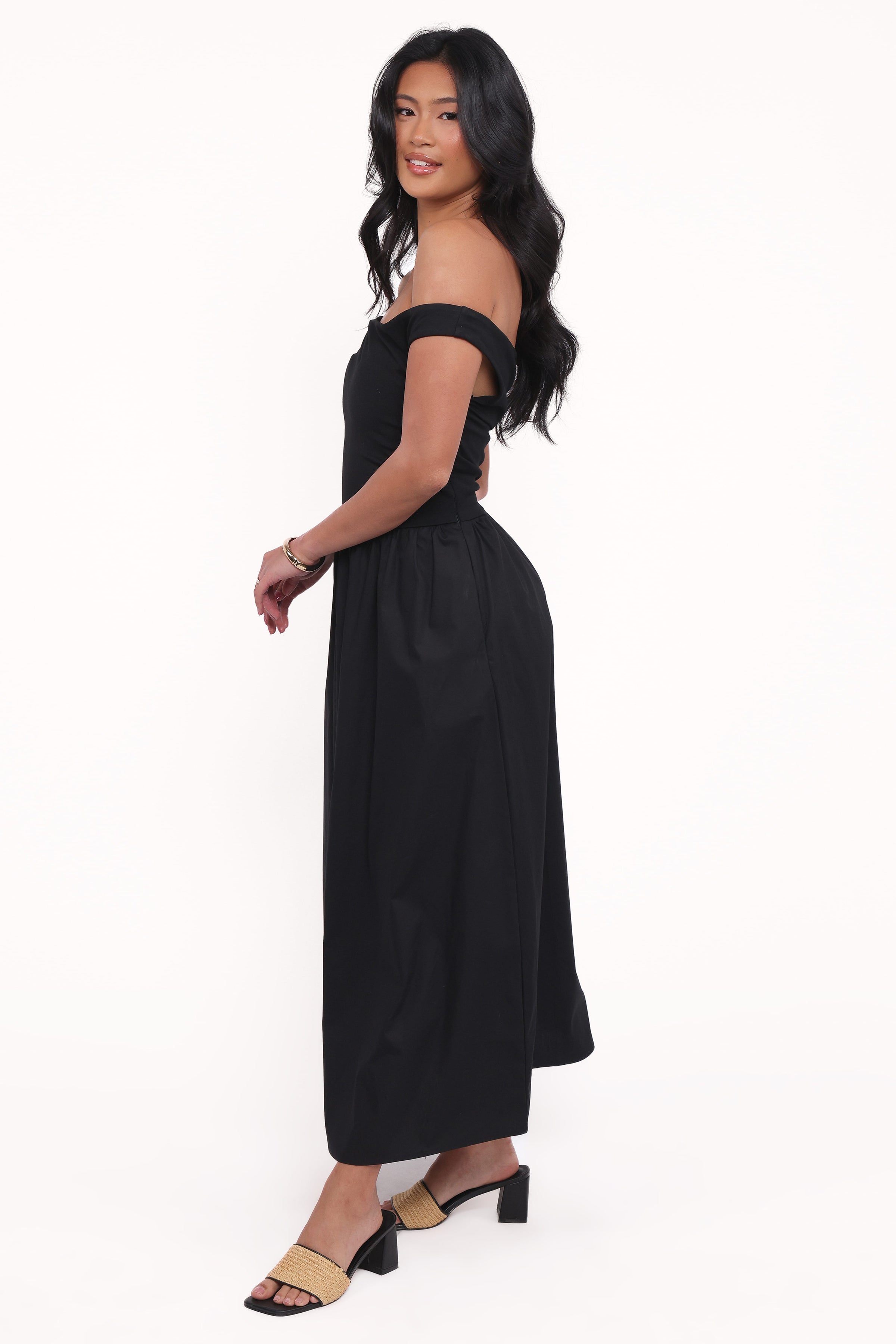 DRESSES Kirsten Off Shoulder Midi Dress - Black