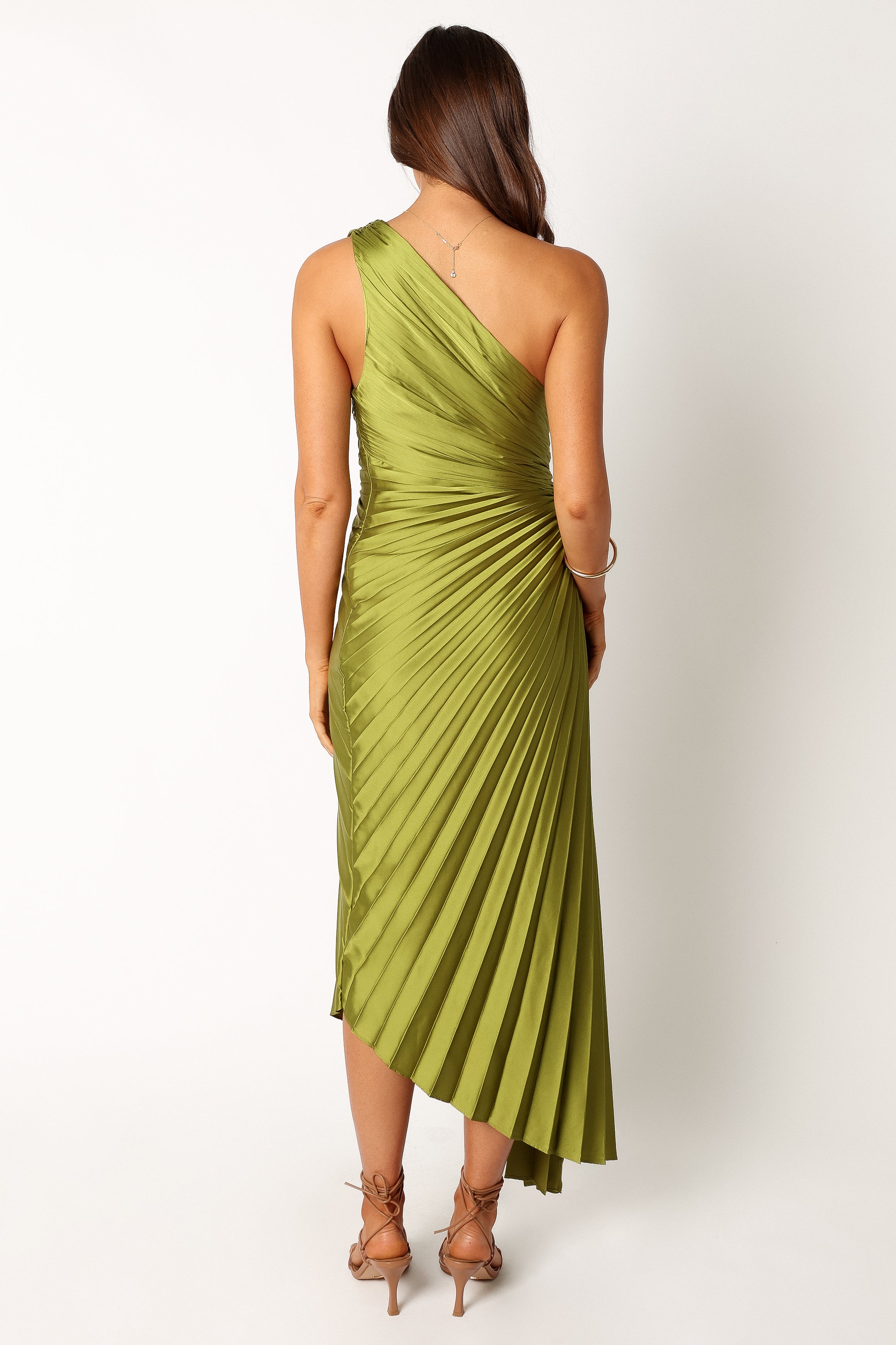 DRESSES @Kleo One Shoulder Maxi Dress - Olive Green