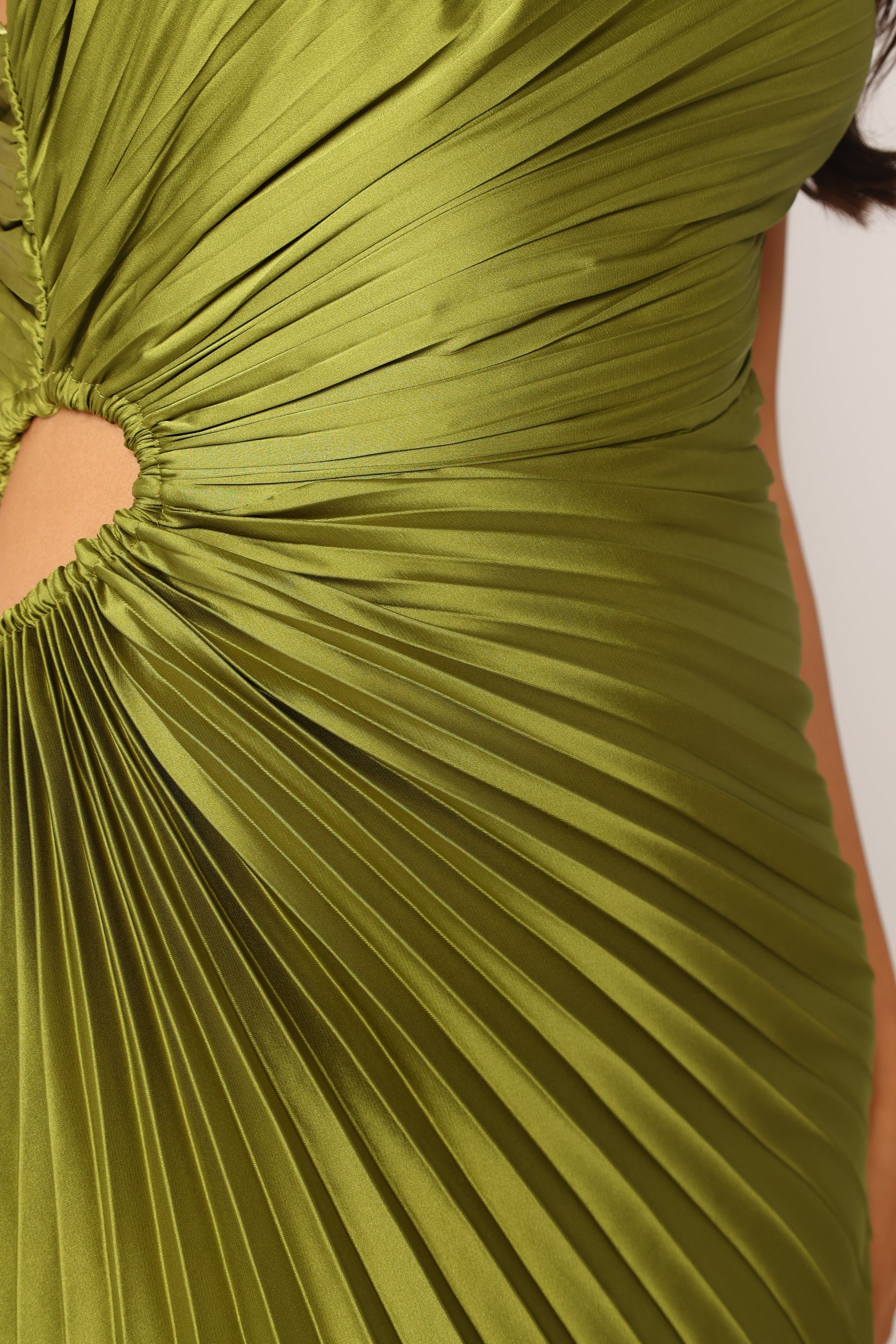 DRESSES @Kleo One Shoulder Maxi Dress - Olive Green