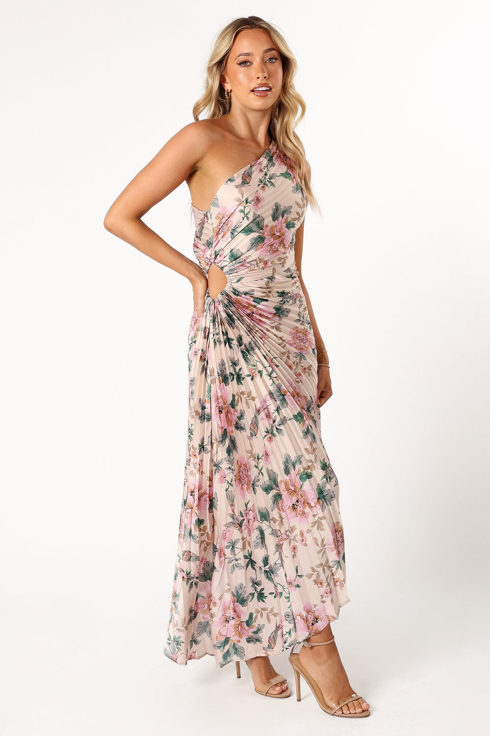 Collective Dress - Kleo One Shoulder Maxi Dress - Pink Floral image 5