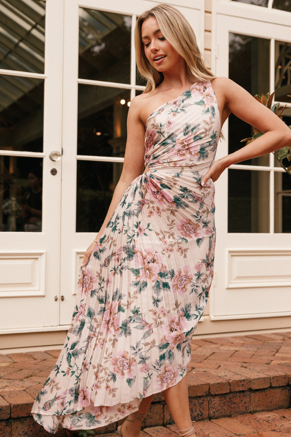 Collective Dress - Kleo One Shoulder Maxi Dress - Pink Floral image 4