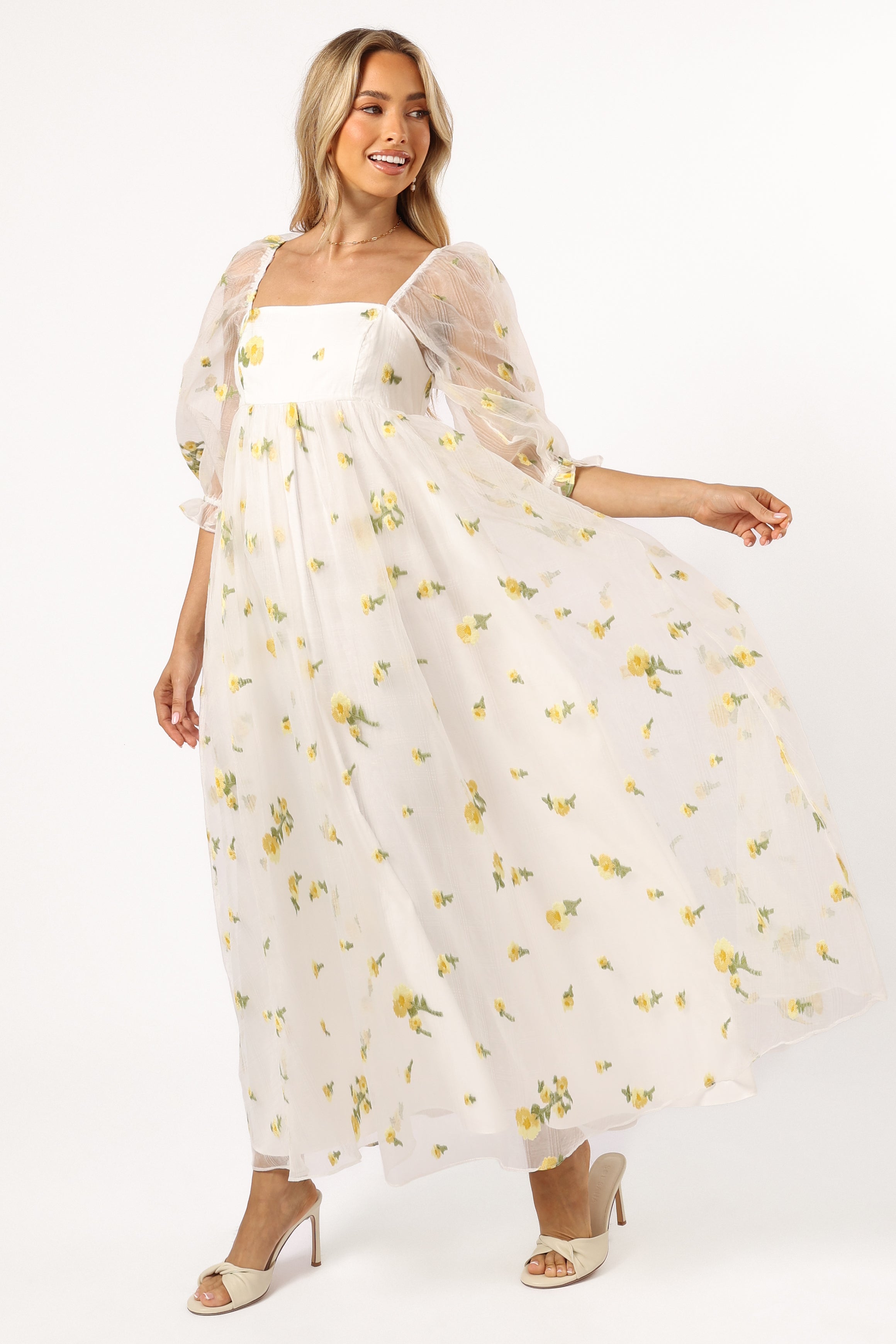 DRESSES @Kordyn Maxi Dress - White Yellow Floral