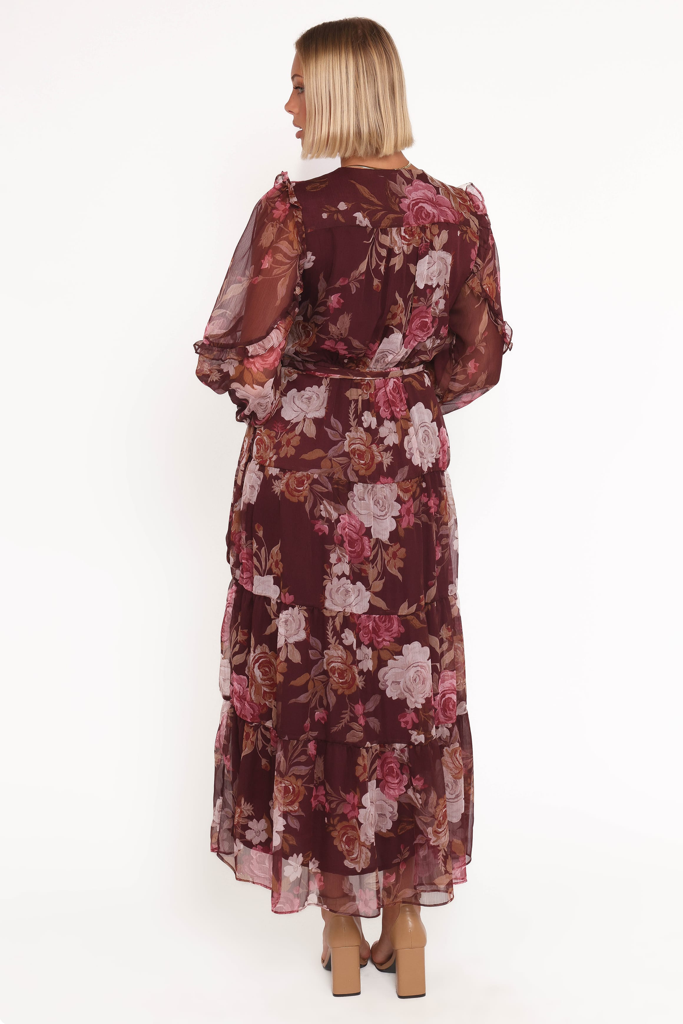 DRESSES Korina Long Sleeve Maxi Dress - Burgundy Brandy Bloom