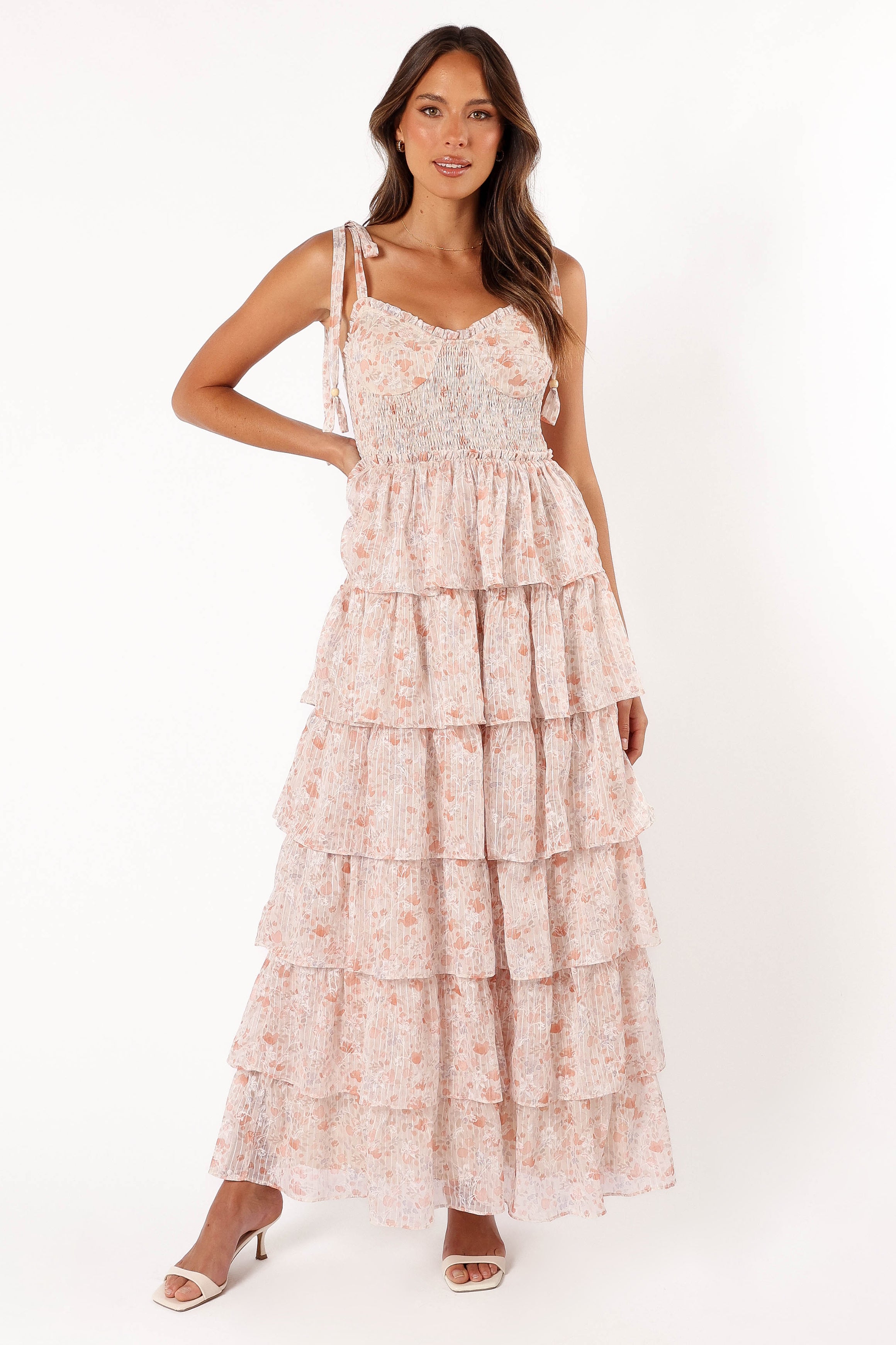 DRESSES @Kristah Maxi Dress - Peach Floral