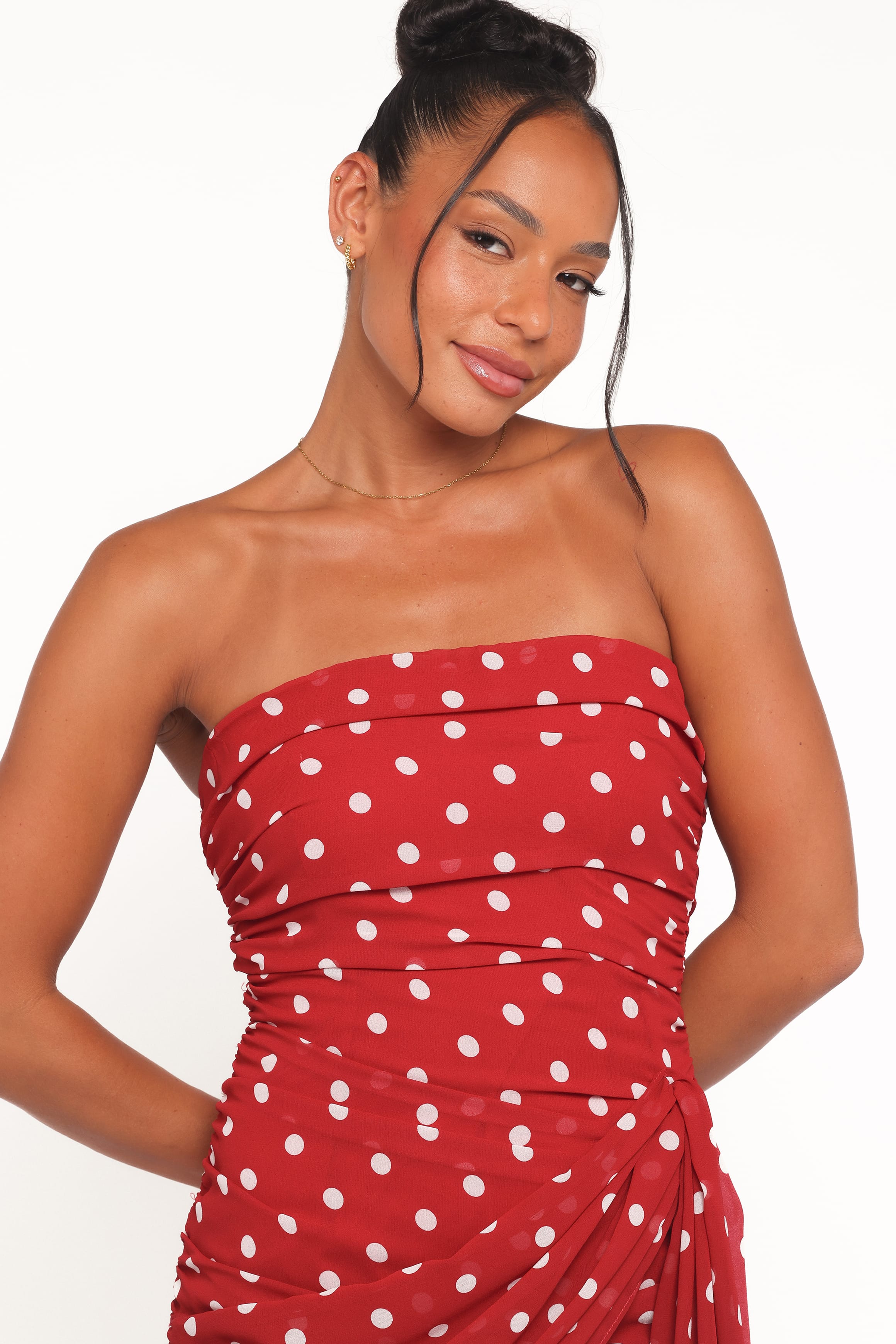 DRESSES Kristen Strapless Mini Dress - Red Polka Dot