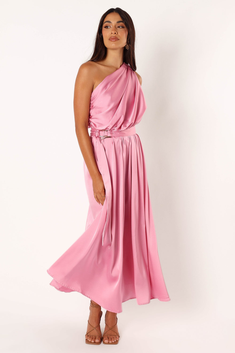 Collective Dress - Laila One Shoulder Midi Dress - Pink image 2
