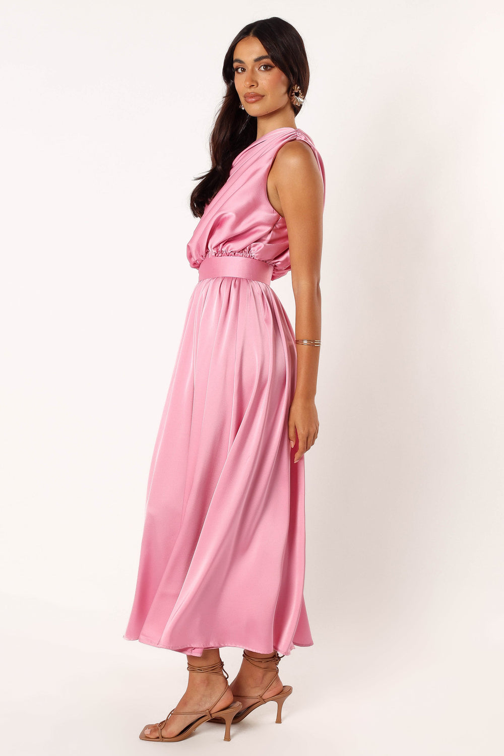 Collective Dress - Laila One Shoulder Midi Dress - Pink image 3
