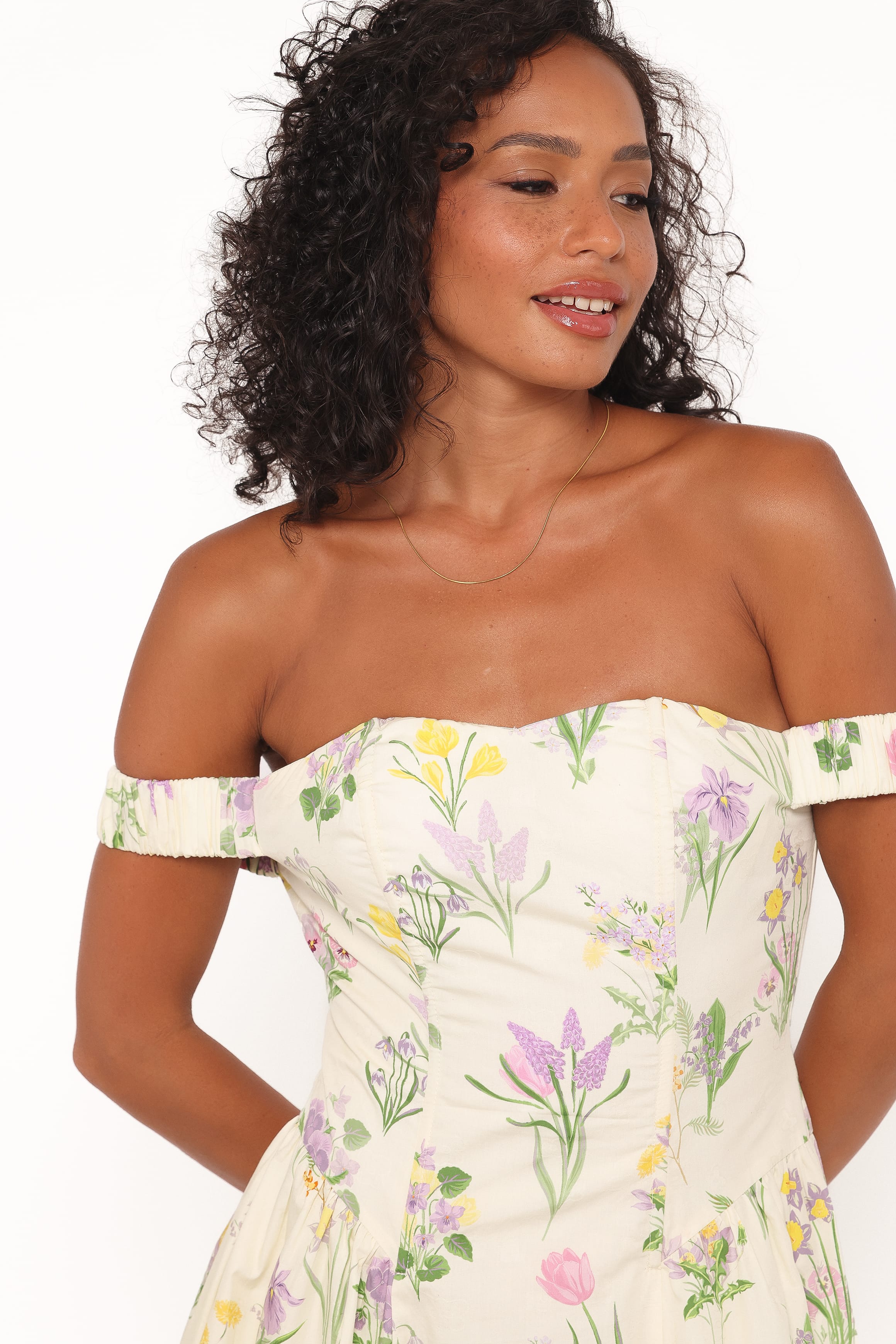 DRESSES Larni Off Shoulder Midi Dress - Lavender Multi