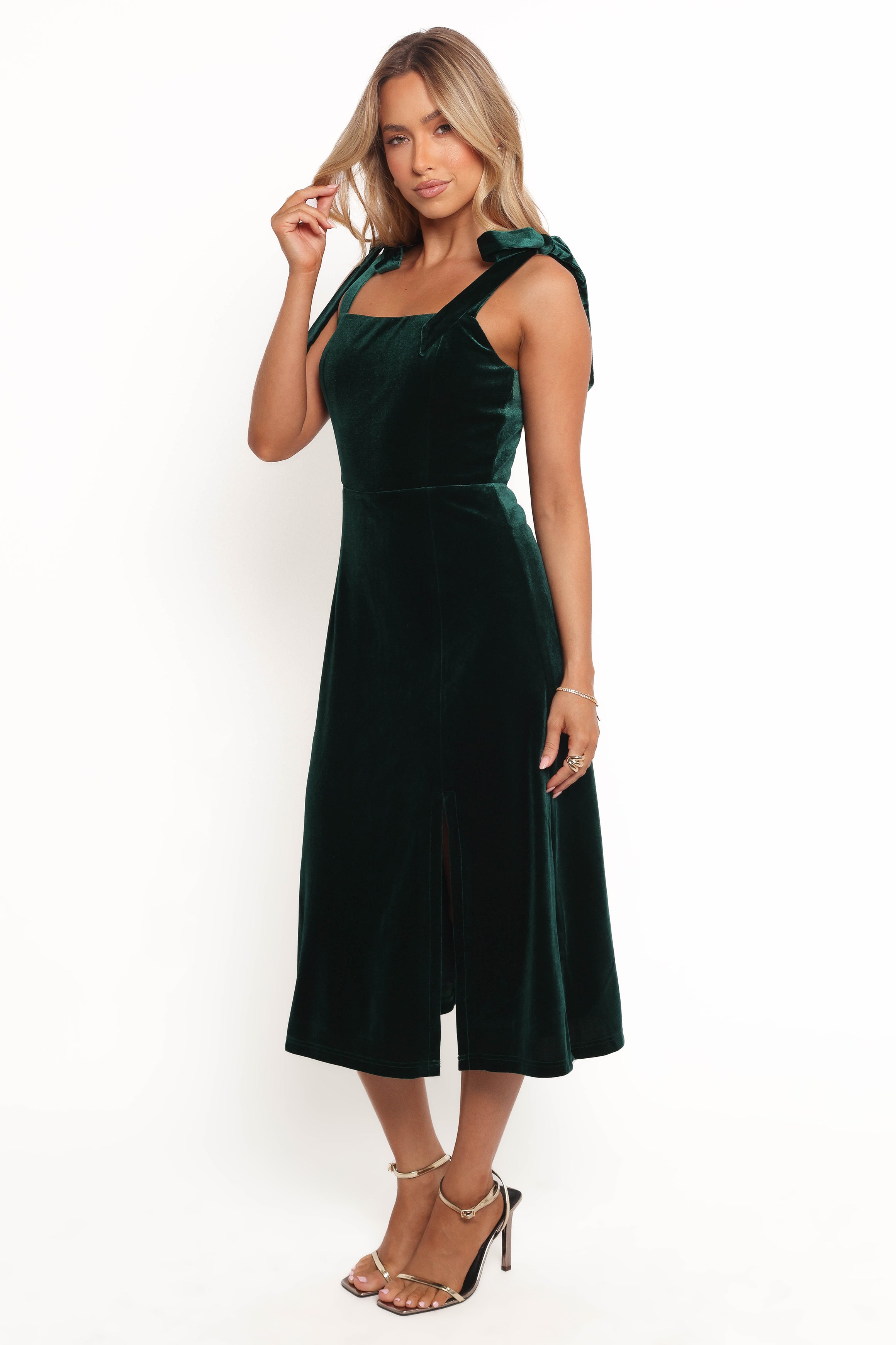 DRESSES Laurel Velvet Midi Dress - Emerald Green