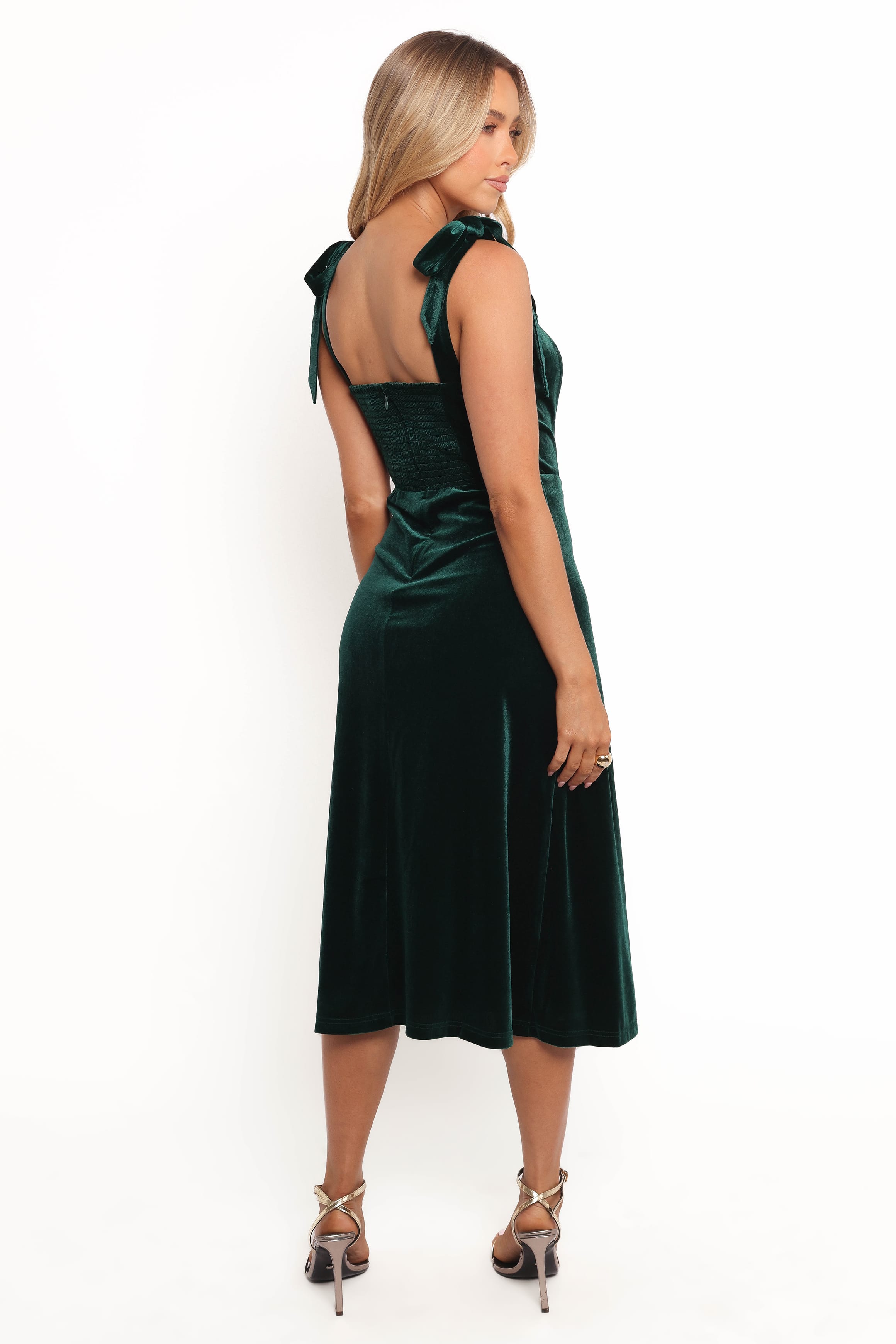 DRESSES Laurel Velvet Midi Dress - Emerald Green
