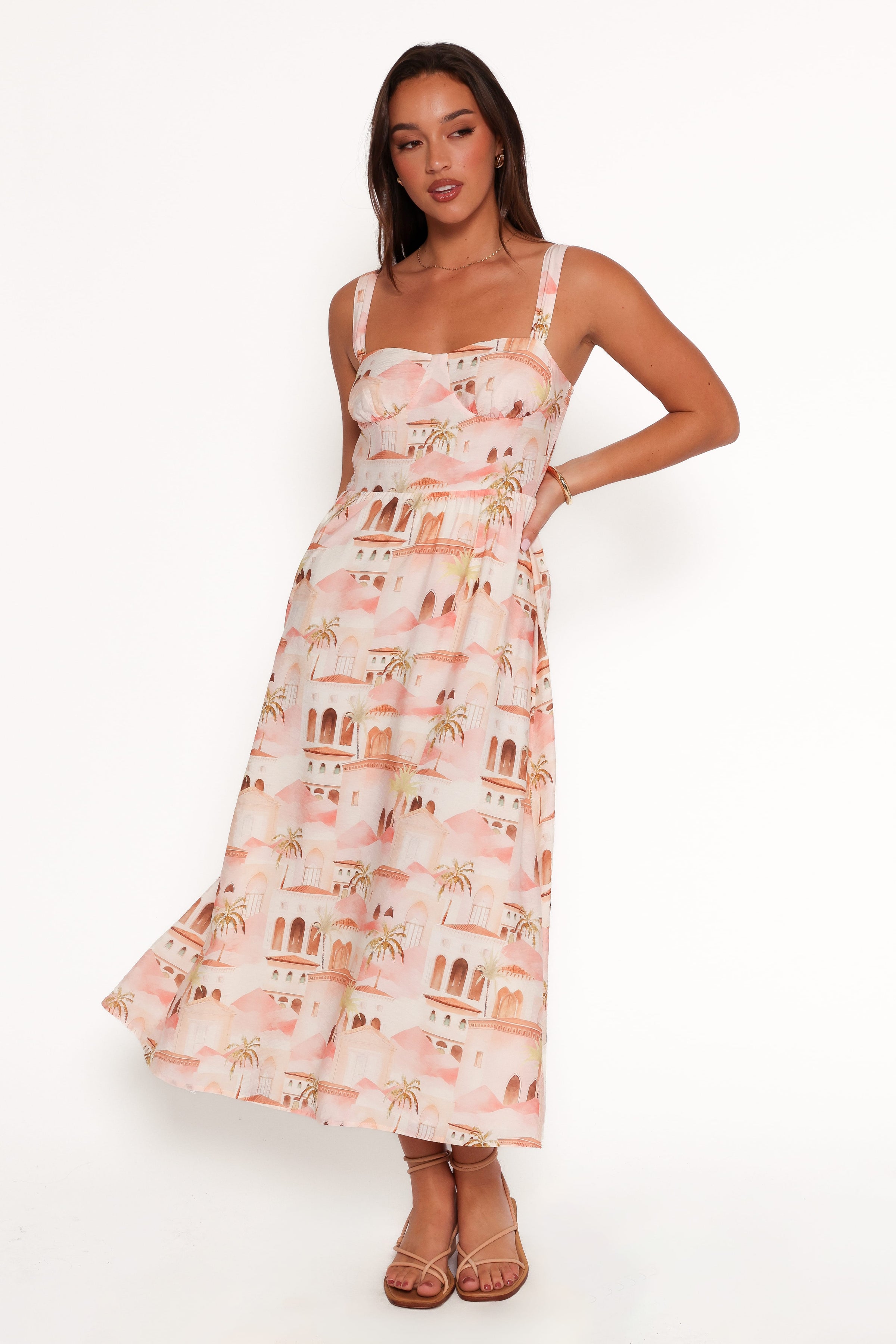 DRESSES Laurette Midi Dress - Tan Print