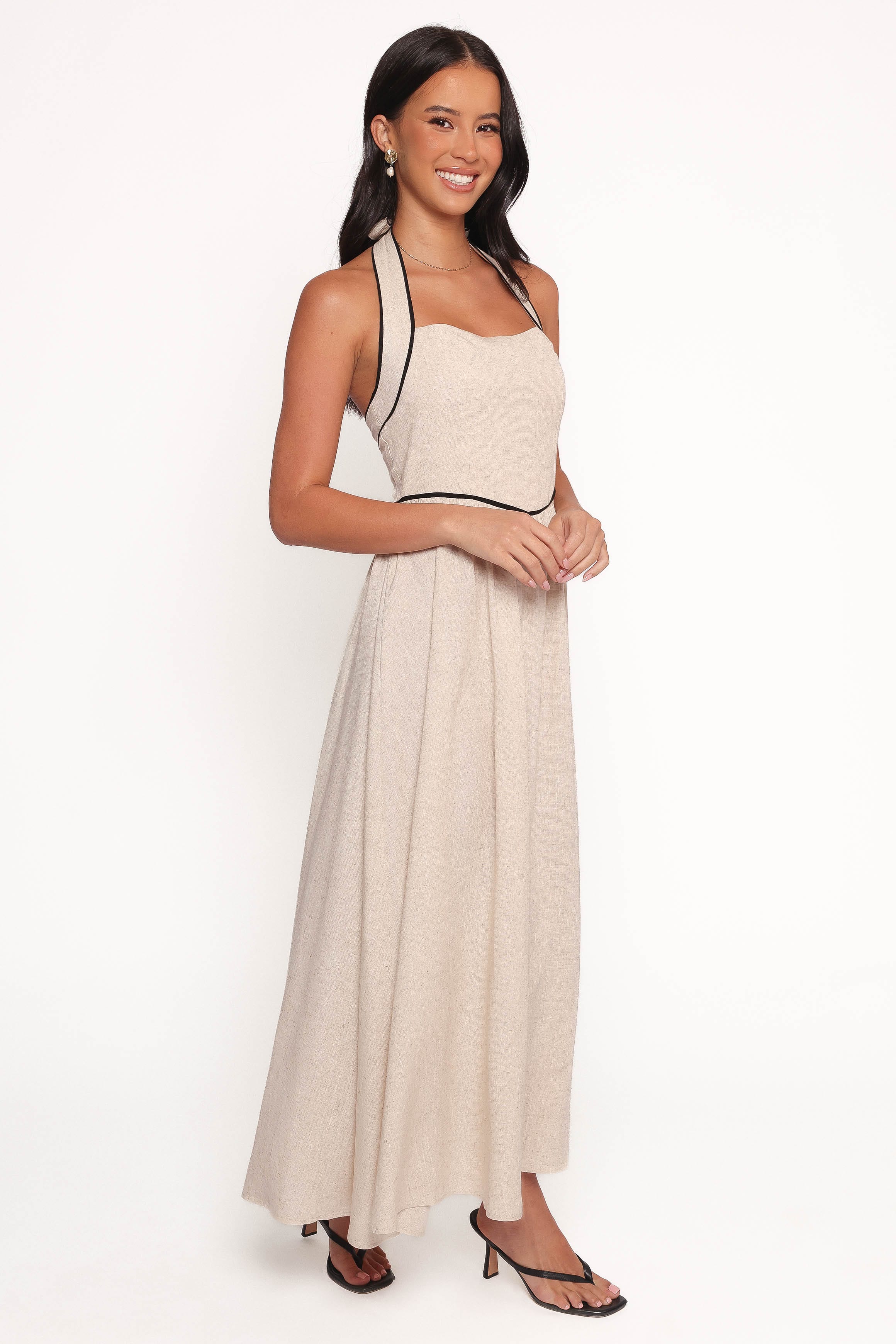 DRESSES Lee Maxi Halterneck Dress - Oatmeal